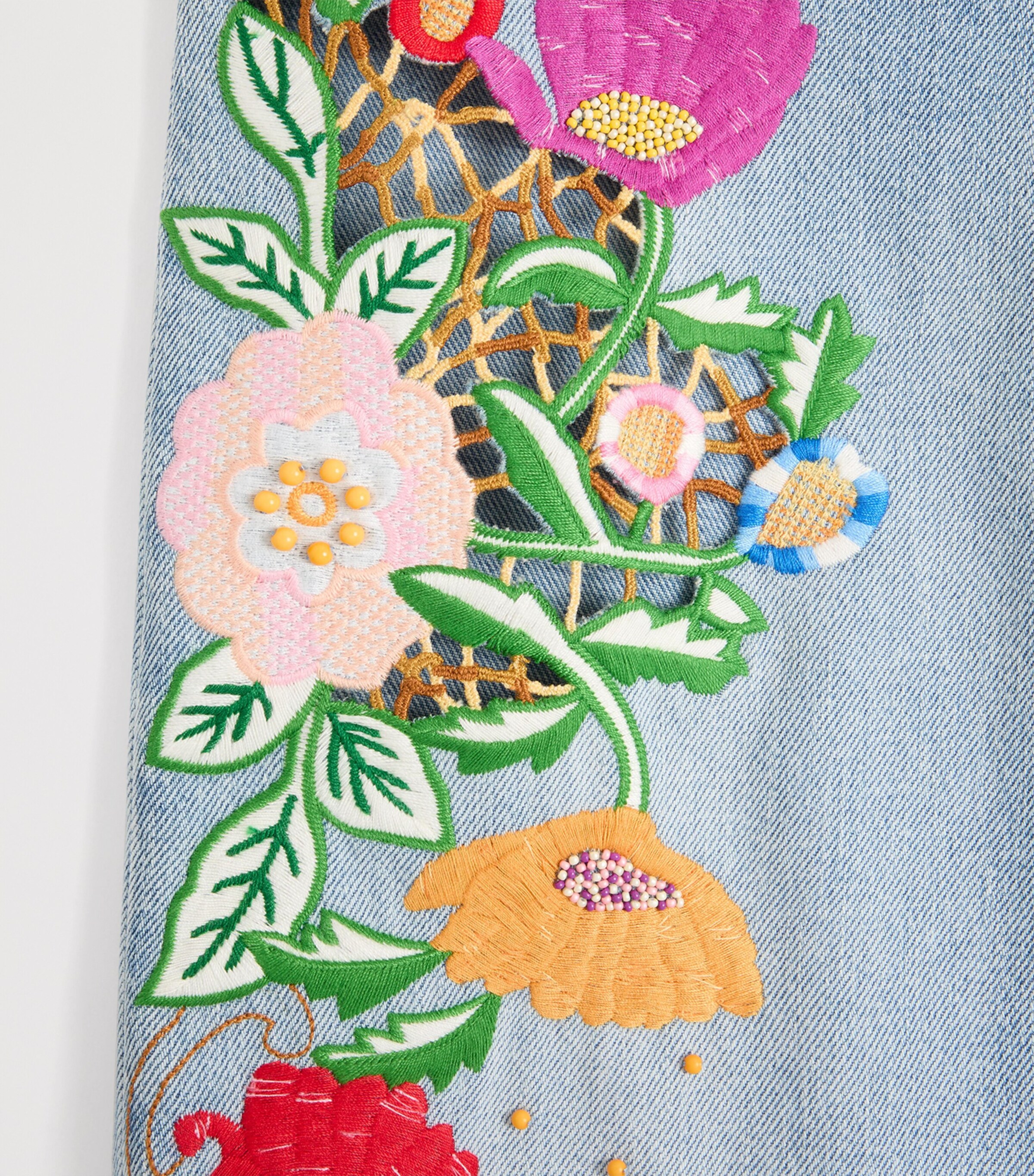 Valentino Womens Floral-Embroidered Jeans Image 6