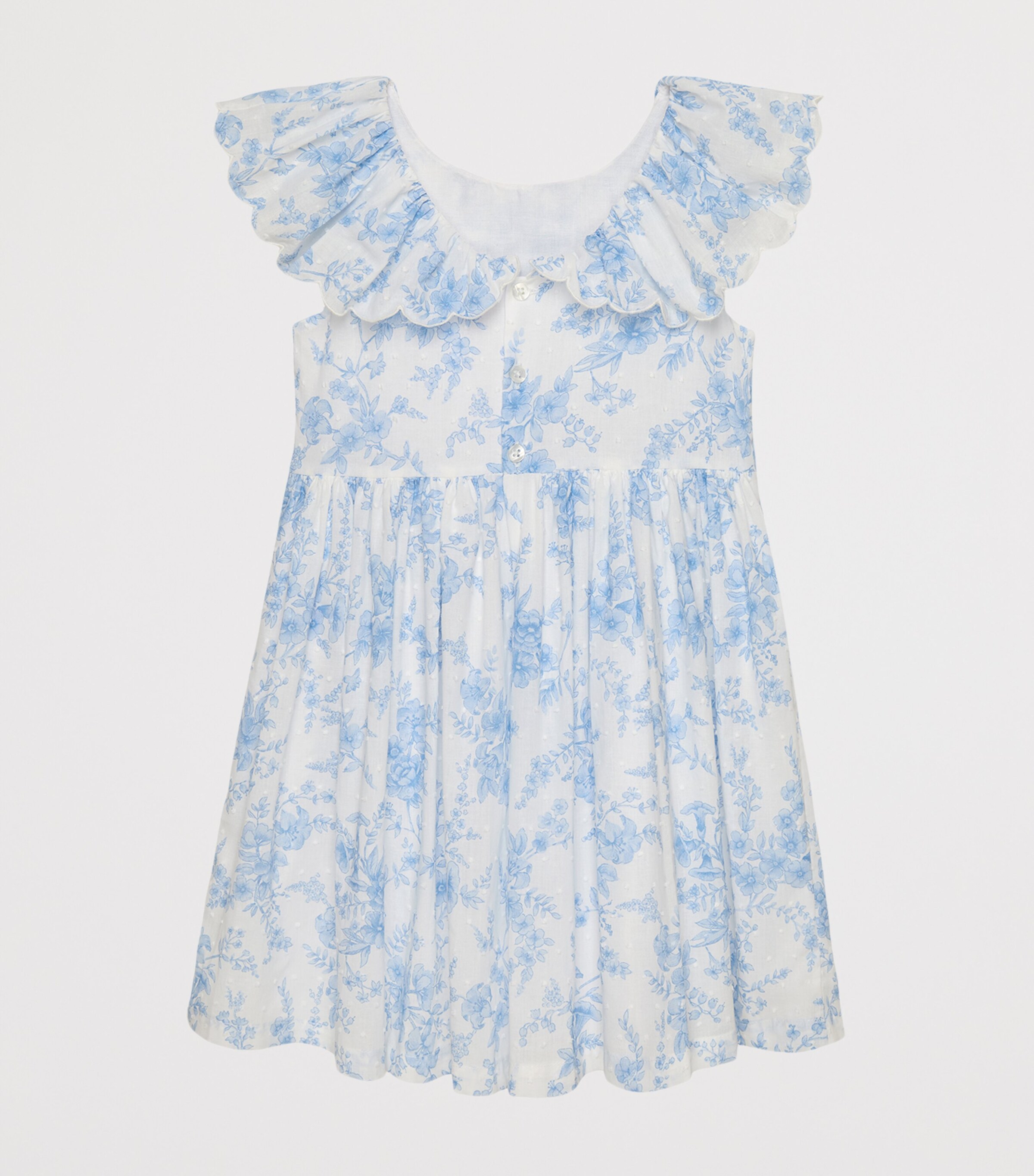 Trotters Cotton Kate Plumeti Dress (2-5 Years) Blue Floral Image 2