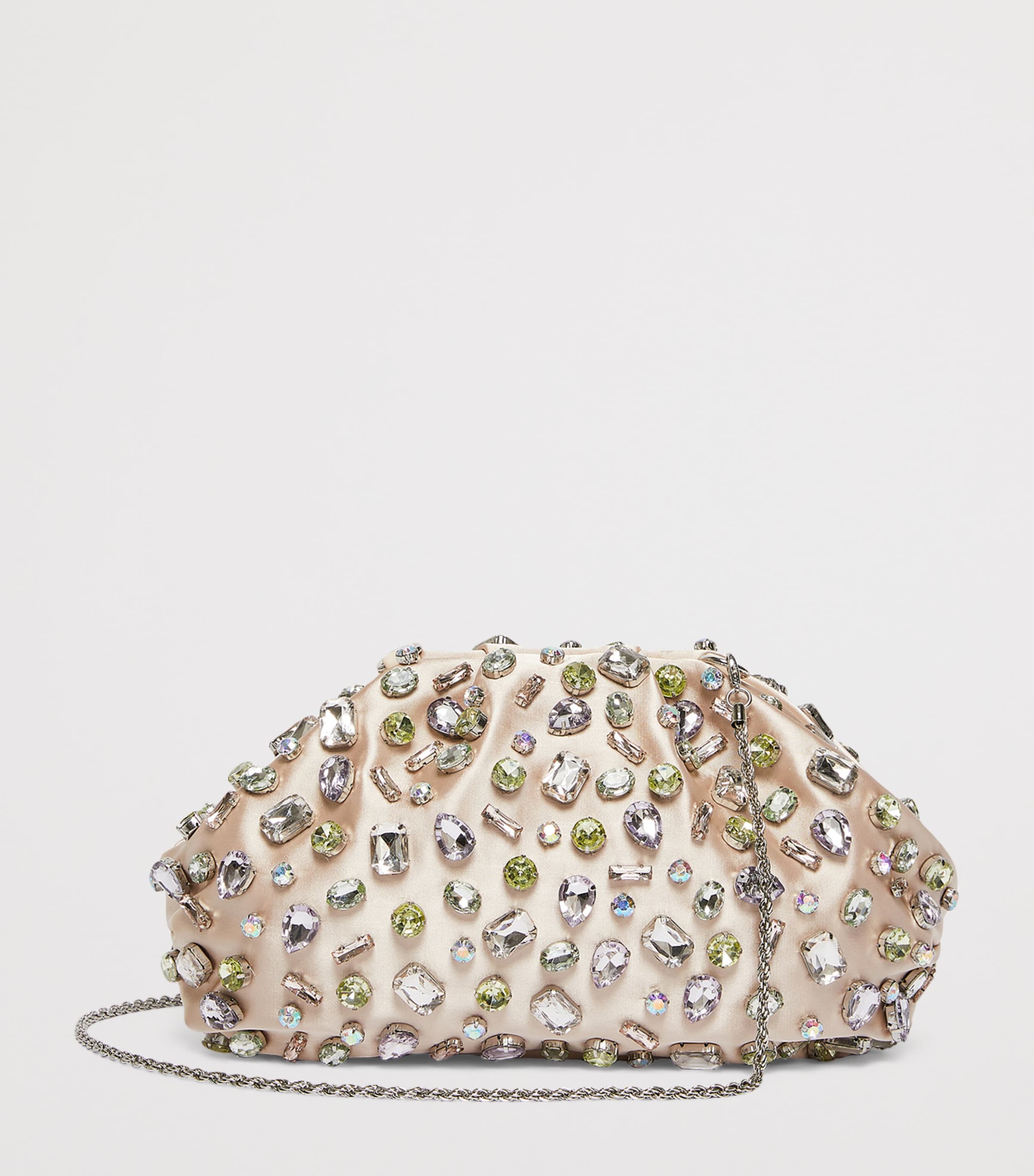 Marina Rinaldi Satin Embellished Clutch Bag Powder Image 4