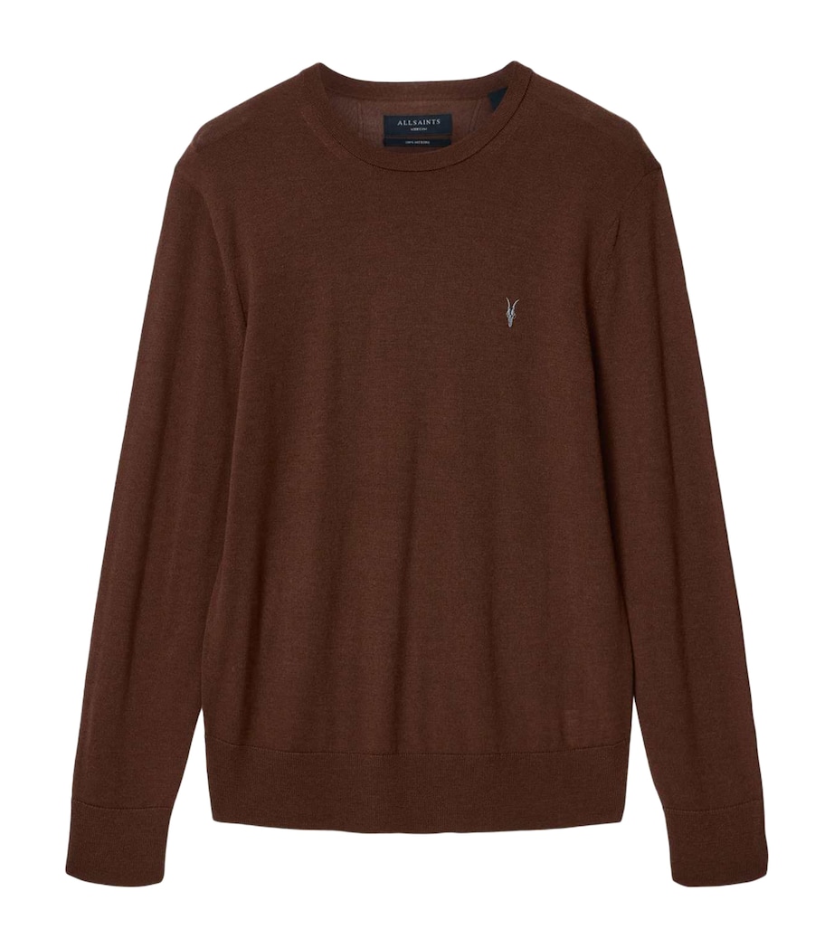 AllSaints Mens Merino Wool Mode Sweater Hot Choc Brown Image 1