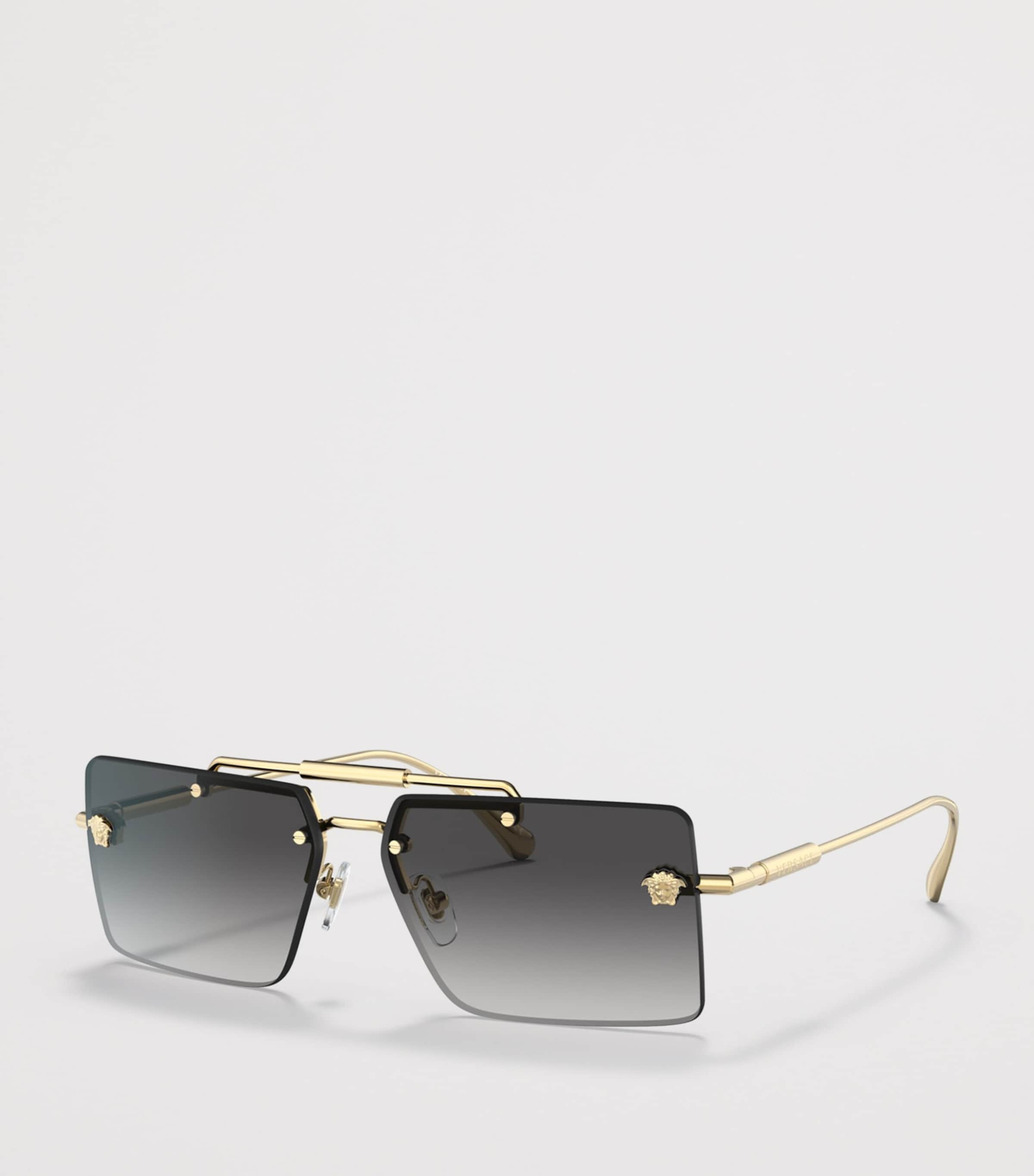Versace Rimless Rectangle Sunglasses Gold Image 2
