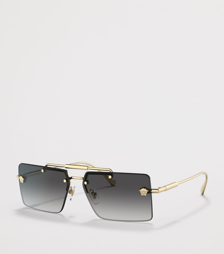 Versace Rimless Rectangle Sunglasses Gold Image 2