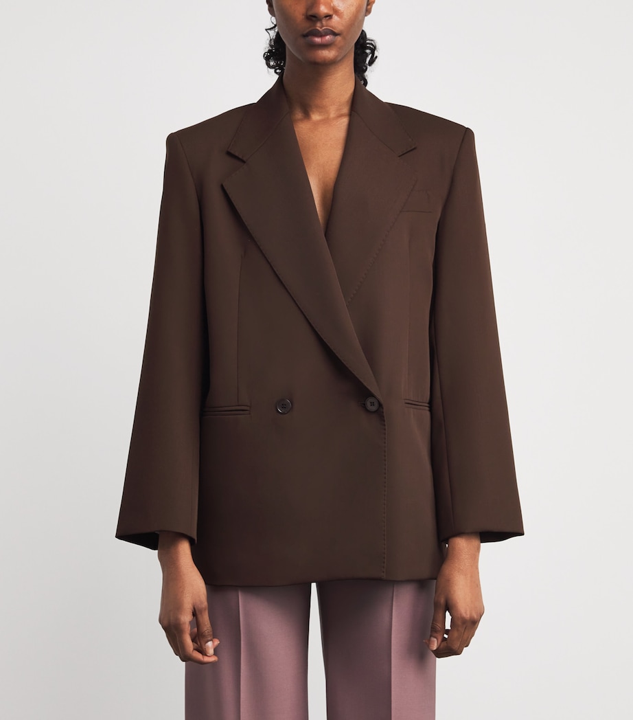 x Giuliva Heritage Virgin Wool Twill Blazer DARK BROWN Image 3
