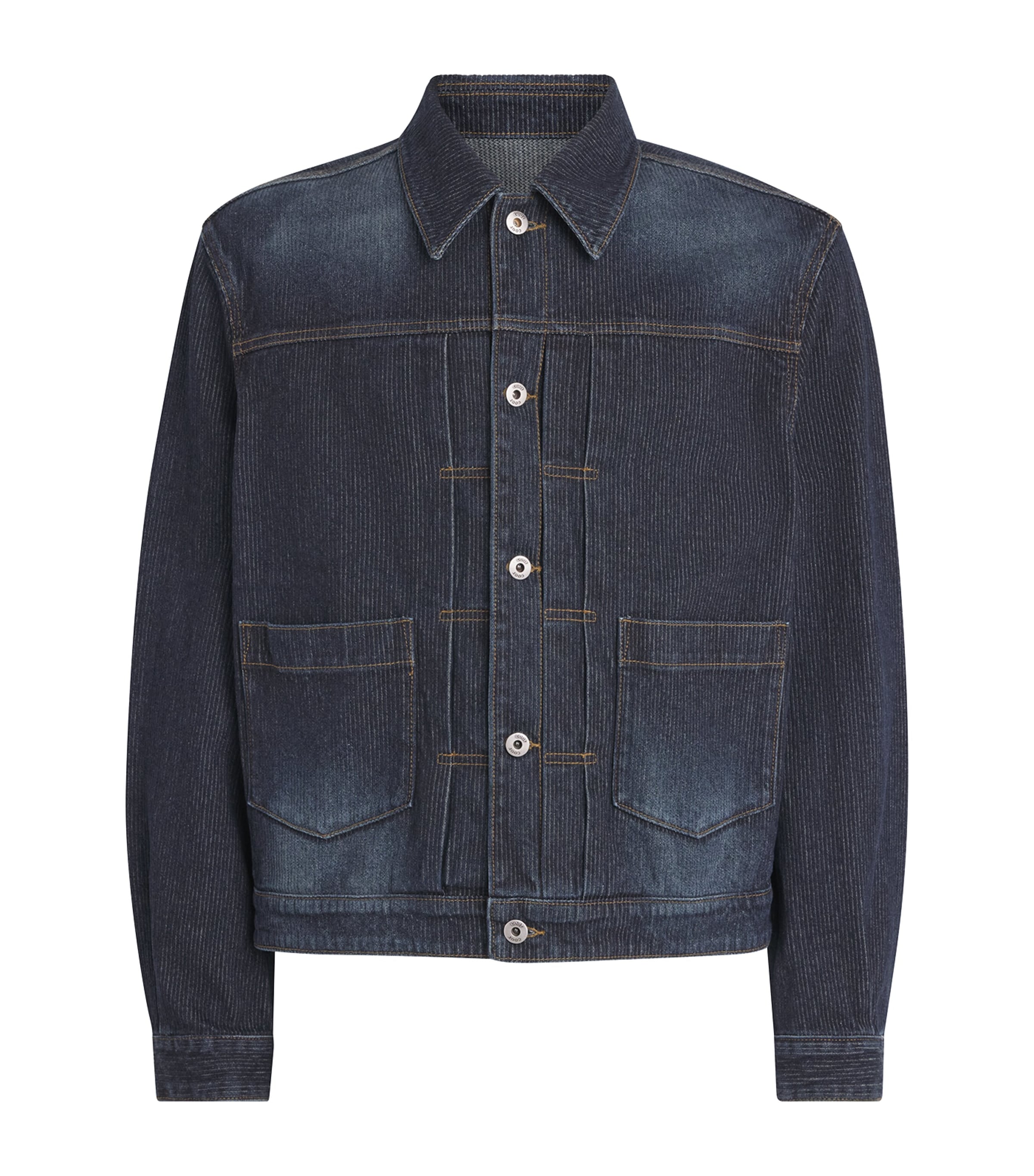 Coor Mens Ribbed Denim Trucker Jacket Washed Indigo Image 1