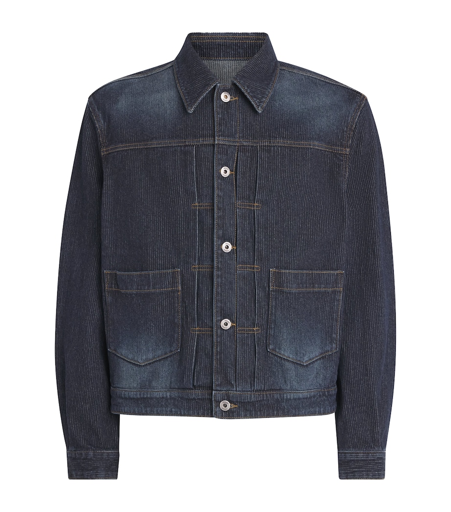 Coor Mens Ribbed Denim Trucker Jacket Washed Indigo Image 1