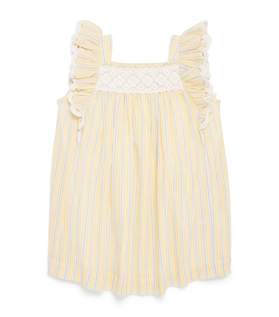 Louise Misha Cotton Martine Dress (3-10 Years) Yellow Sunny Stripes Image 1