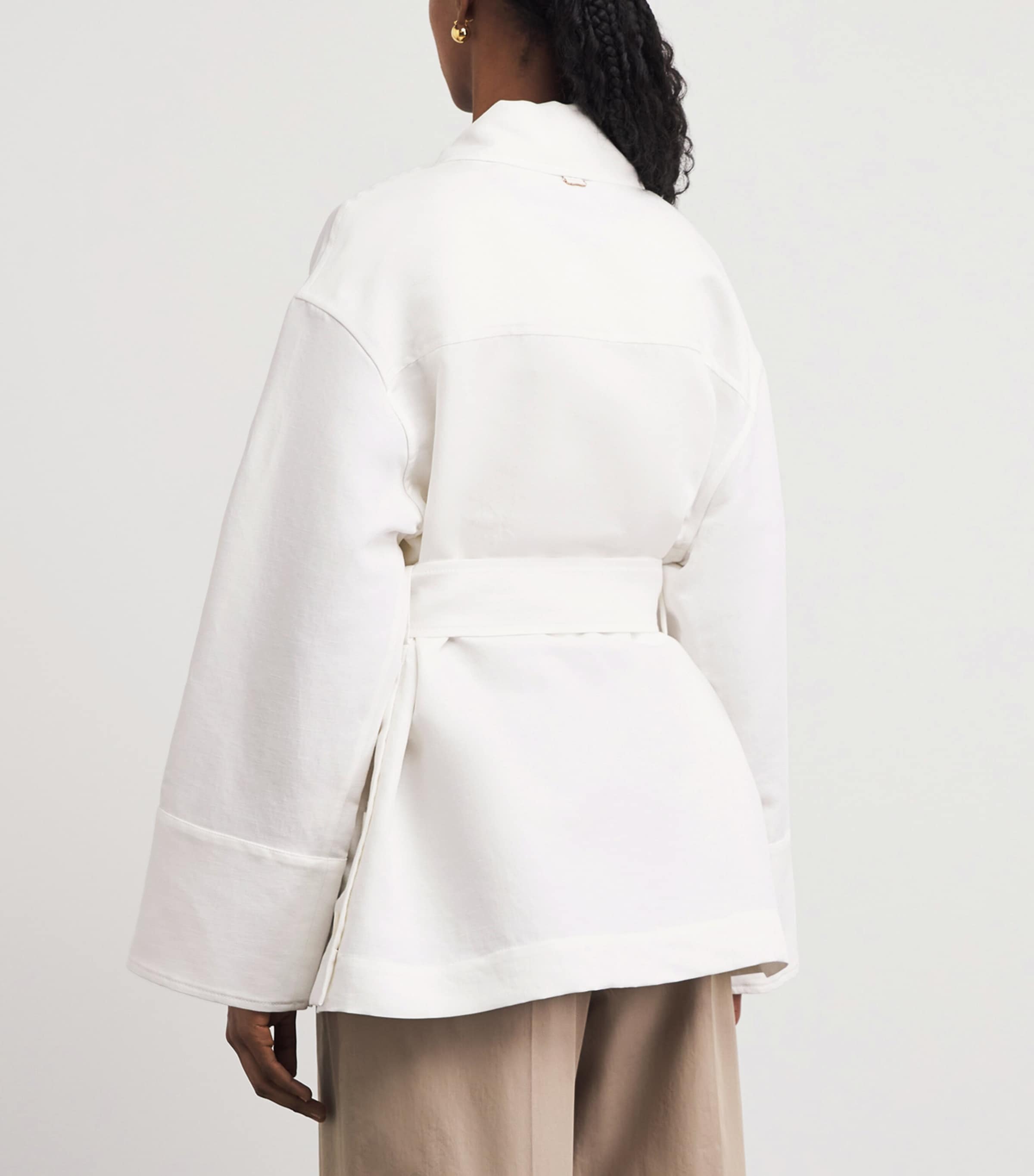 Agnona Womens Cotton-Linen-Silk Belted Field Jacket White Image 5