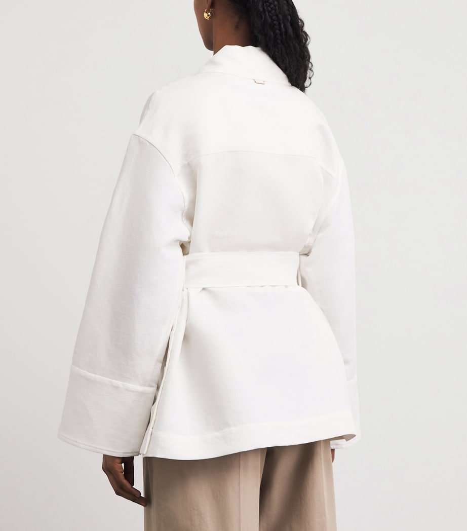 Agnona Womens Cotton-Linen-Silk Belted Field Jacket White Image 5