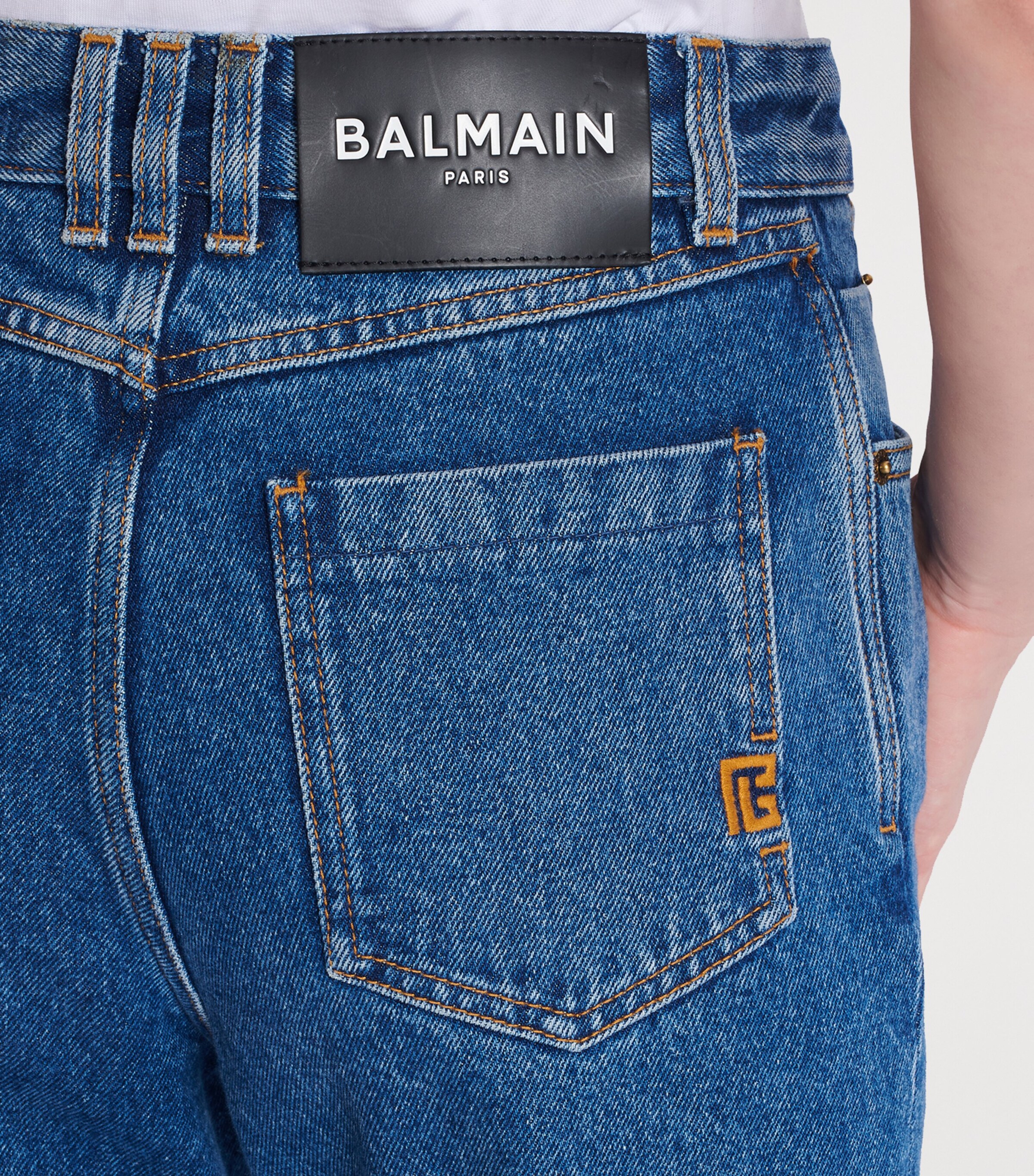 Balmain Womens Elongated Straight Jeans Bleu Jean Fonce Image 6