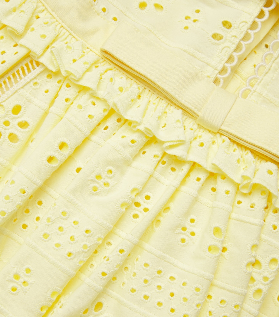 Broderie Anglaise Bow Mini Dress YELLOW Image 4