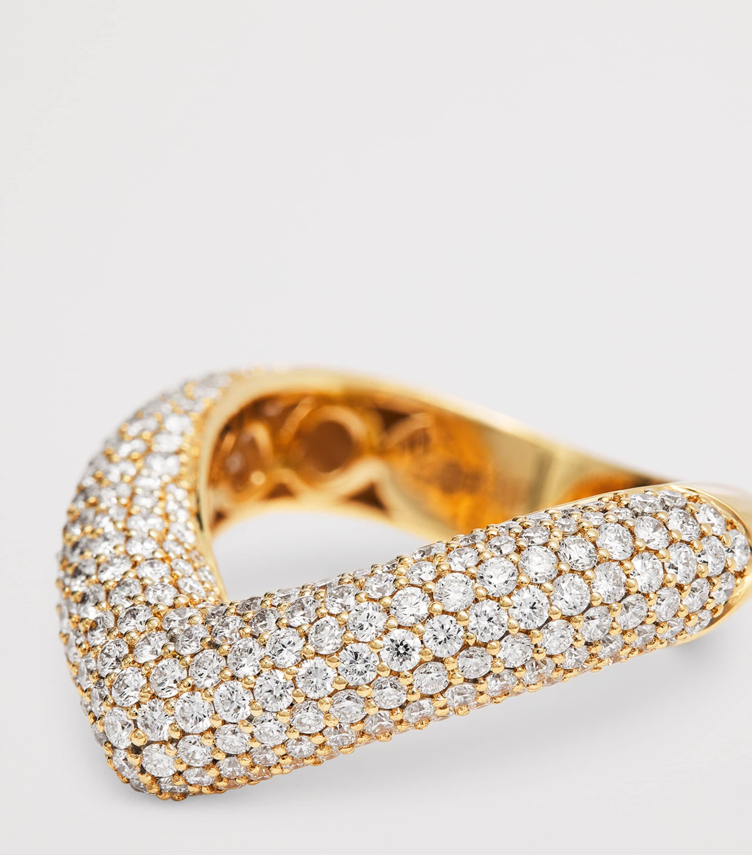 Yellow Gold and Diamond Drop Link Ring YELLOW GOLD Image 6