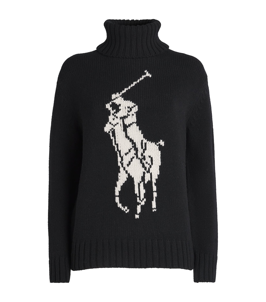 Wool Big Pony Rollneck Sweater PLO BLK/ATHNTC CRM Image 1