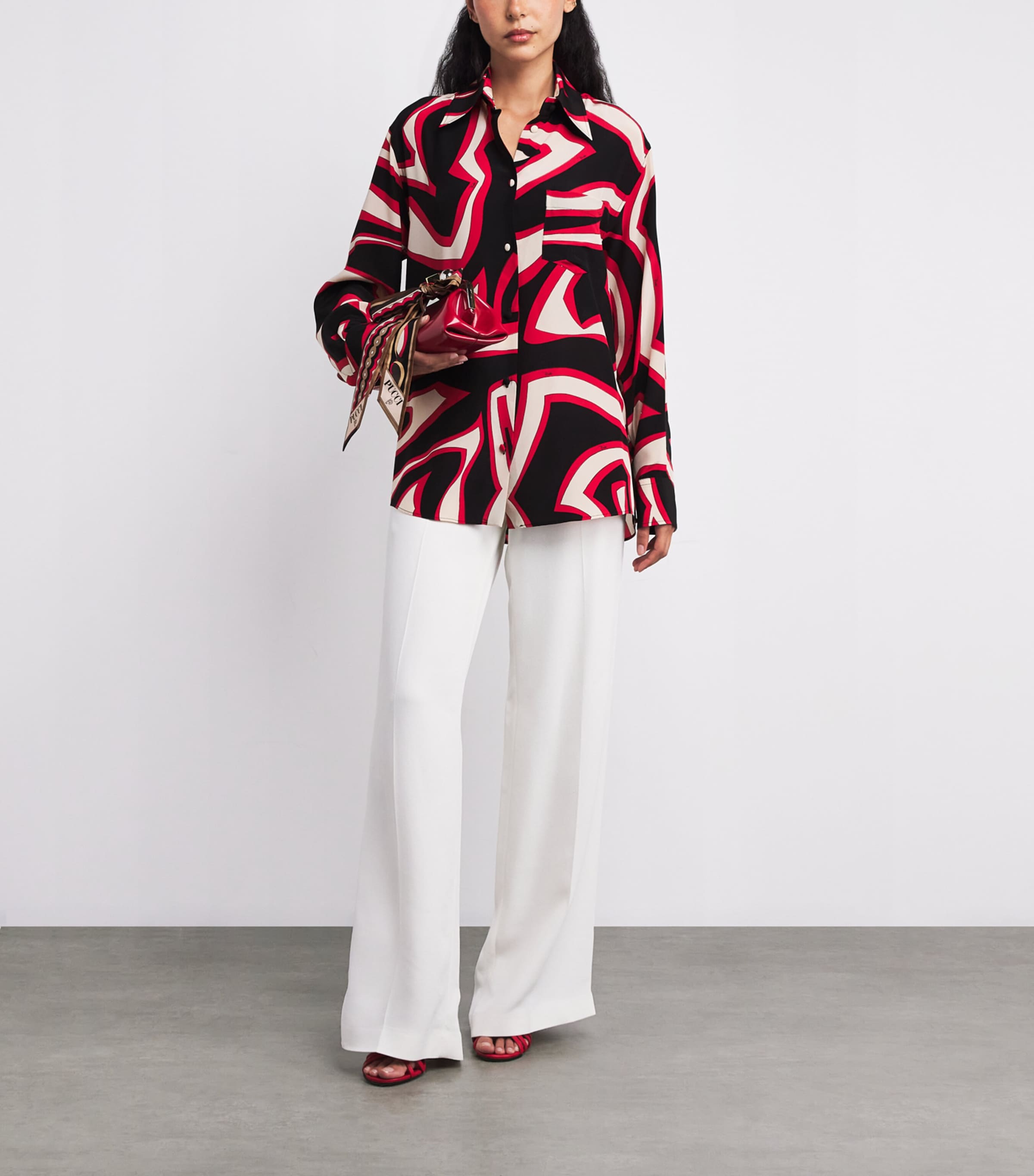 Silk Twill Labirinto Print Shirt 051/GOLD RED Image 2