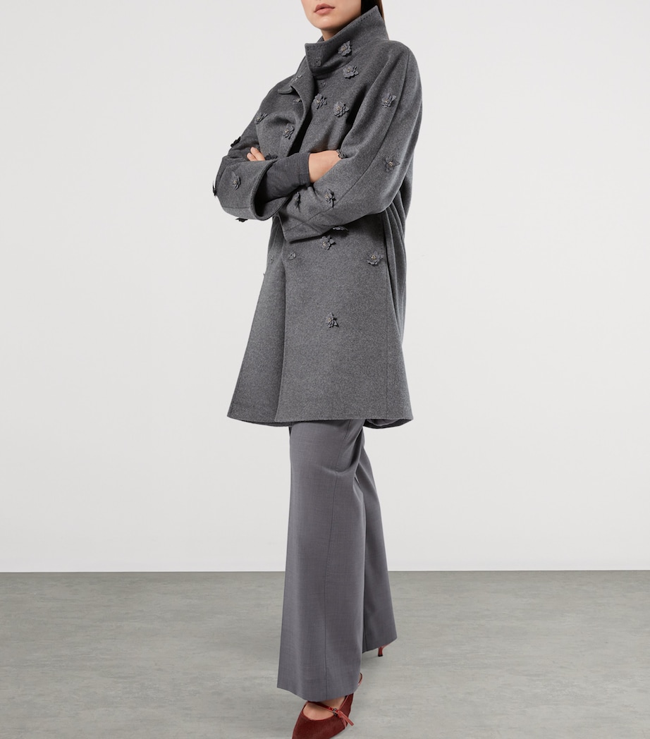 Virgin Wool Embellished Coat DARK GREY Image 4