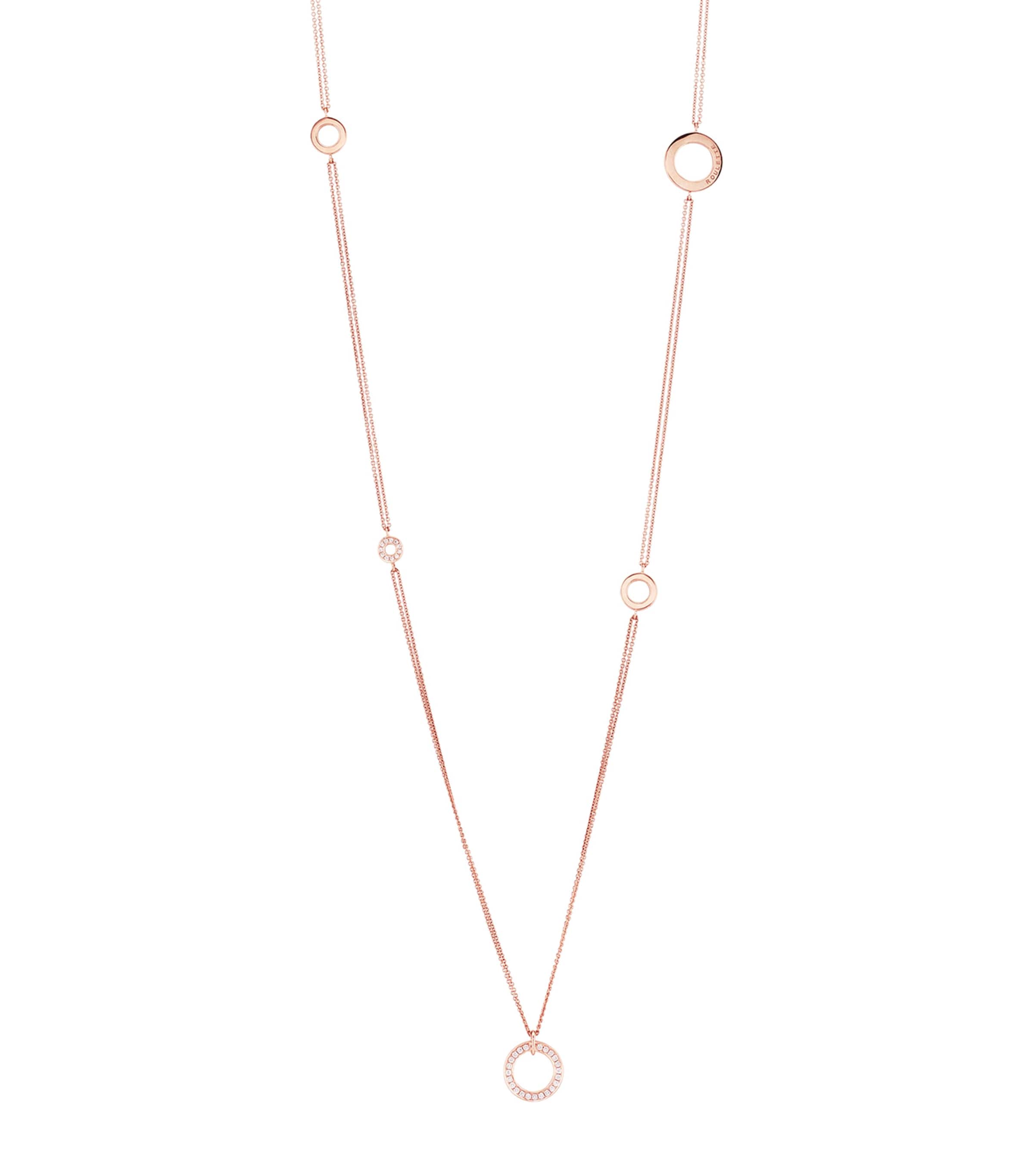 Boodles Rose Gold And Diamond Long Mini Roulette Necklace In Gold