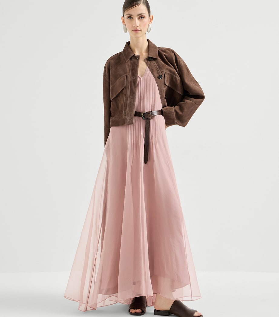 Brunello Cucinelli Womens Silk Belted Maxi Dress Image 2