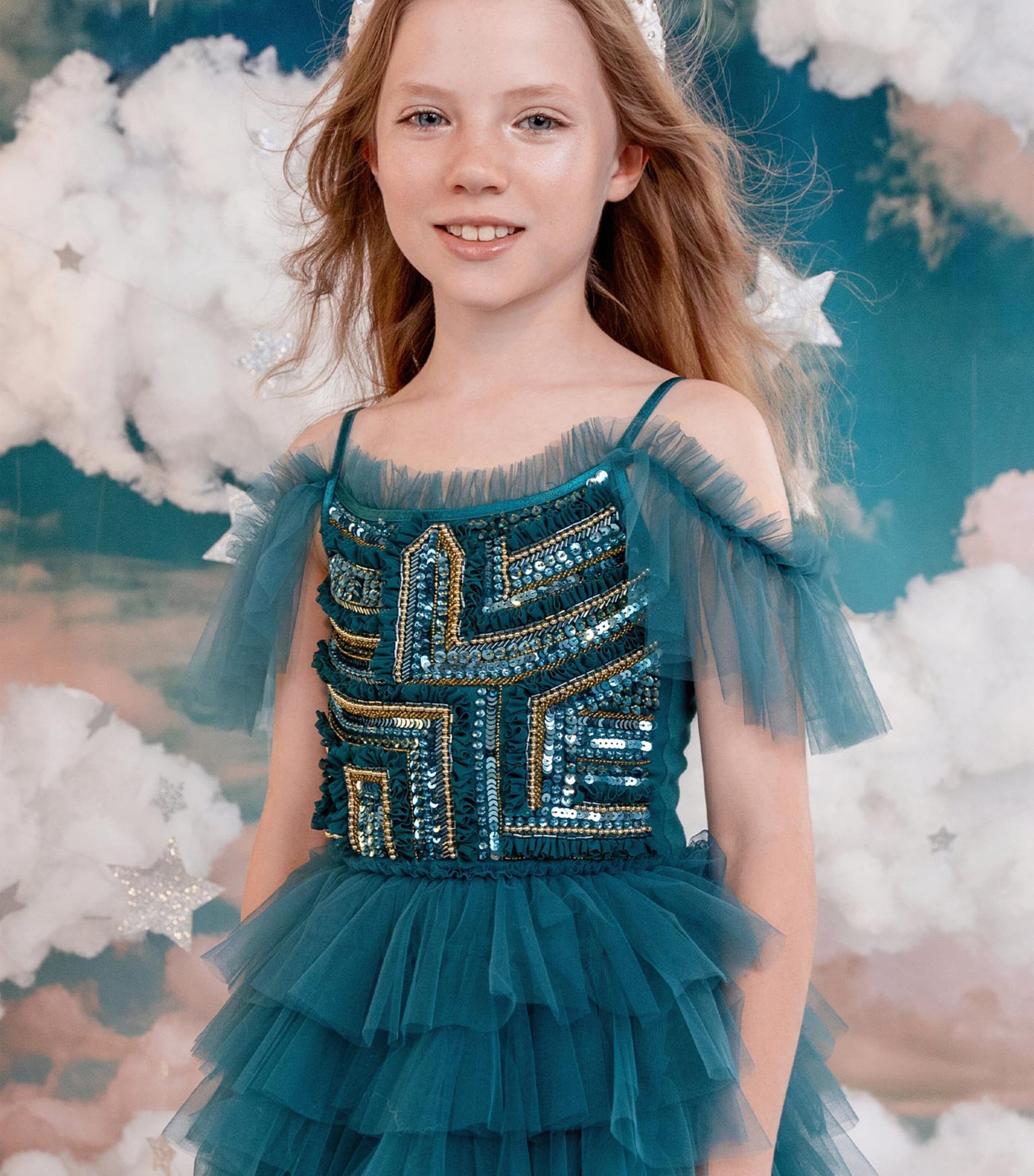 Tulle Emerald Reverie Dress (2-11 Years) EVERGREEN Image 4