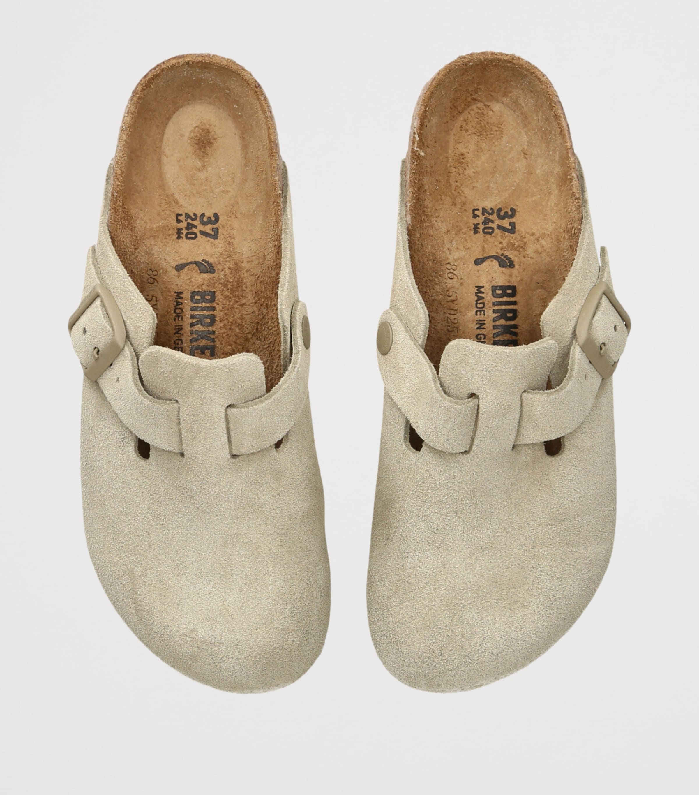Birkenstock Suede Boston Clogs (Narrow Fit) Khaki Image 4