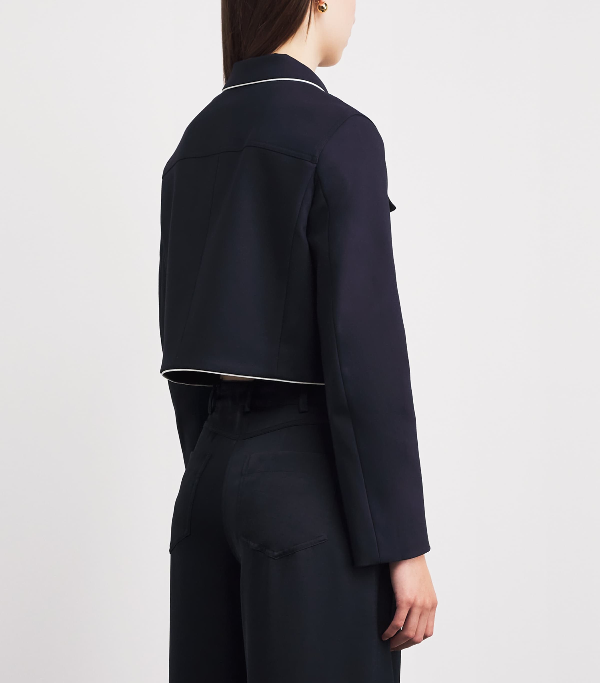 Maje Womens Cotton-Blend Cropped Jacket Navy Image 5