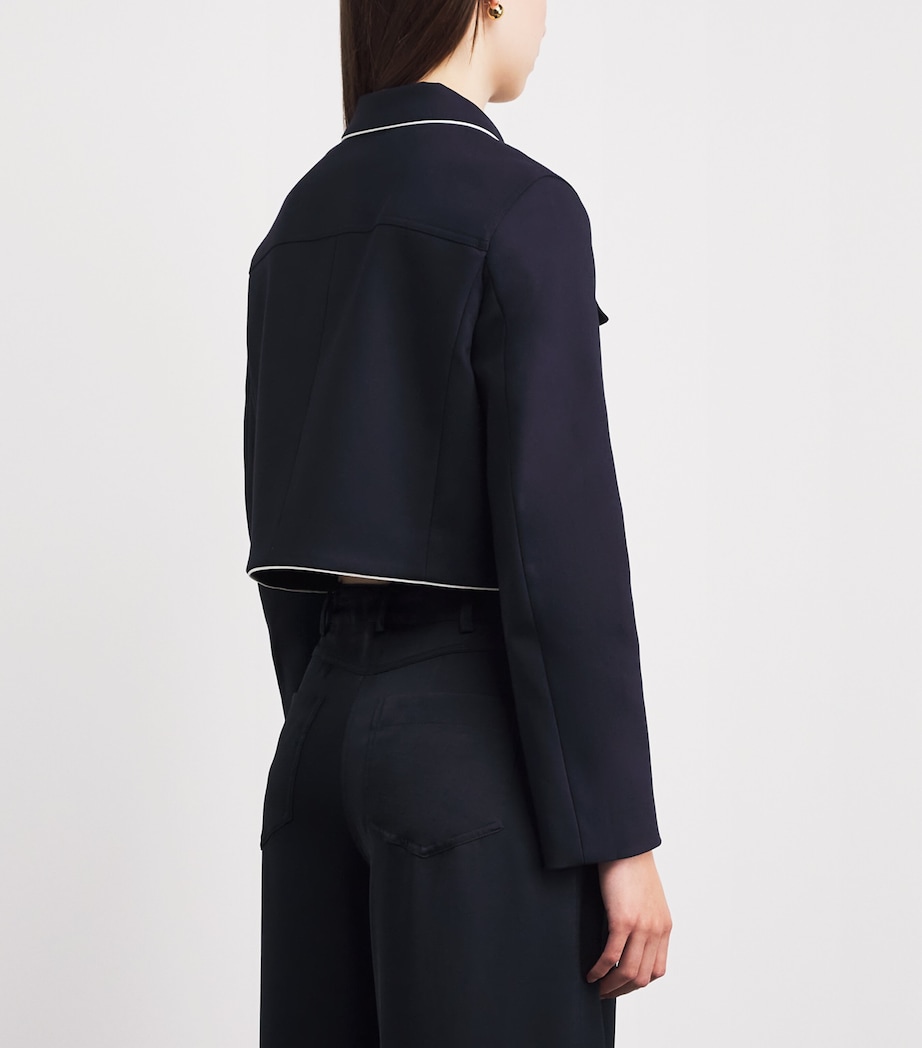 Maje Womens Cotton-Blend Cropped Jacket Navy Image 5