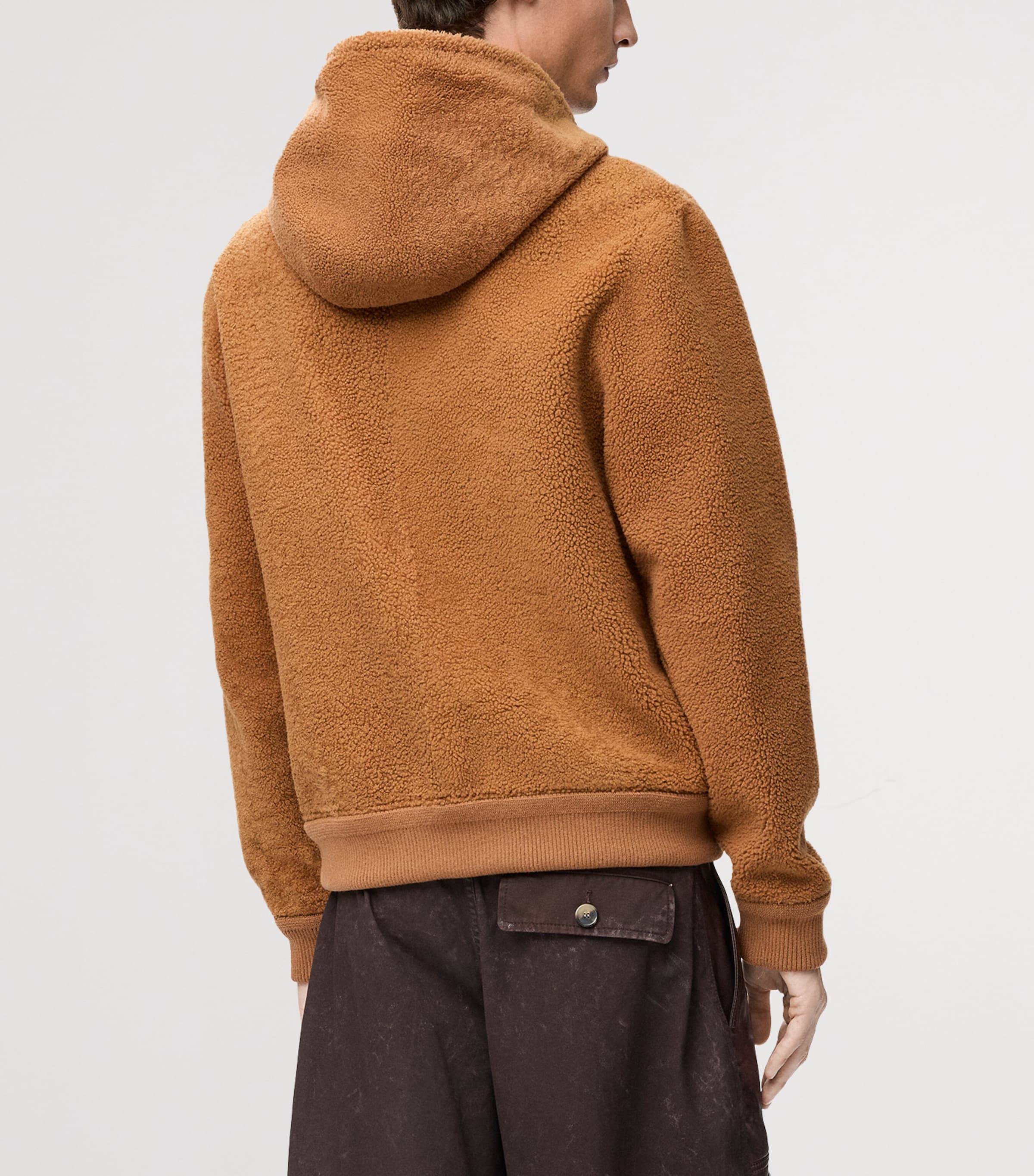 Shearling Reversible Hooded Jacket TAN Image 5