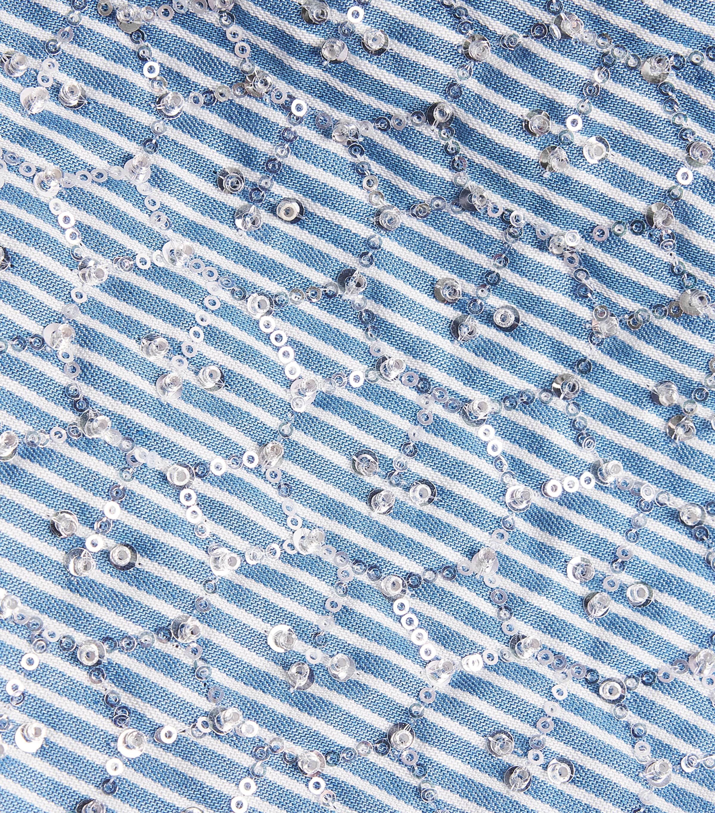 Sandro Paris Womens Sequin Stripe Maxi Skirt Blue Image 6