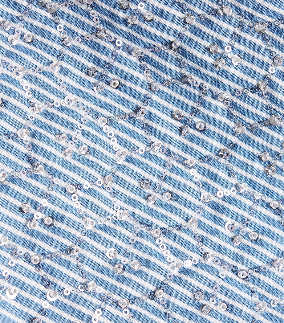 Sandro Paris Womens Sequin Stripe Maxi Skirt Blue Image 6