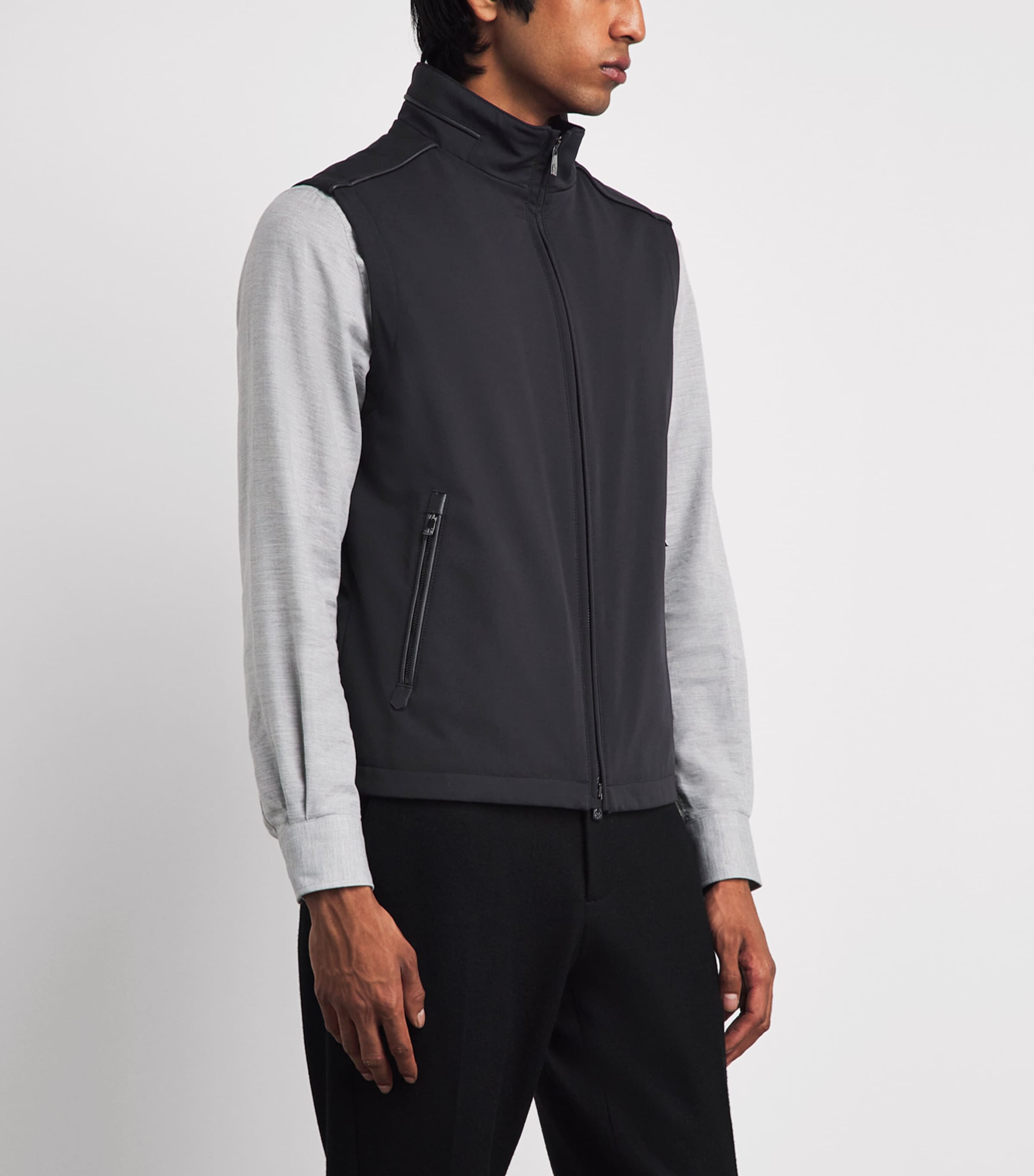 Corneliani Mens High-Neck Gilet Black Image 4