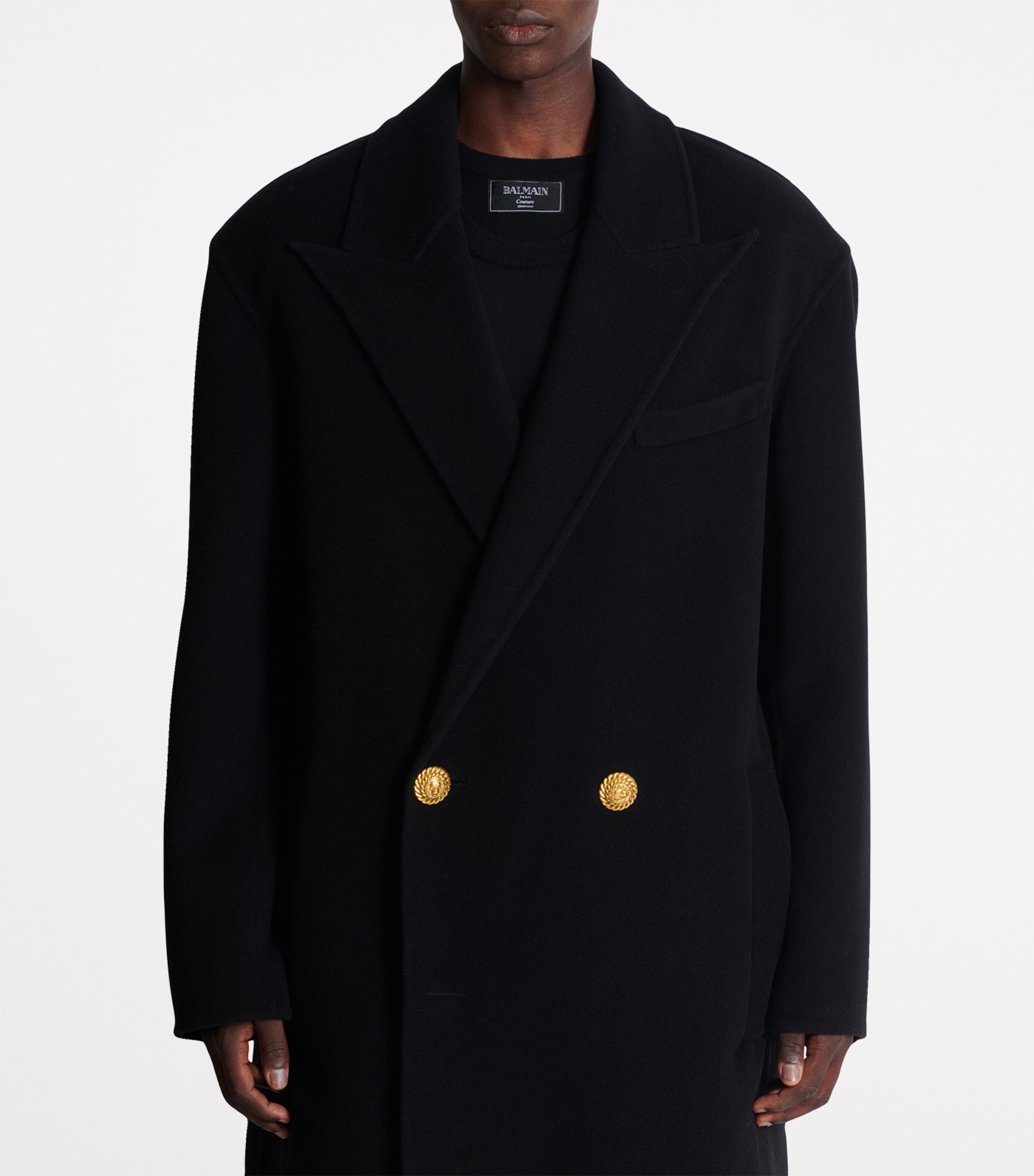 Wool-Cashmere Double-Breasted Overcoat 0PA NOIR Image 4