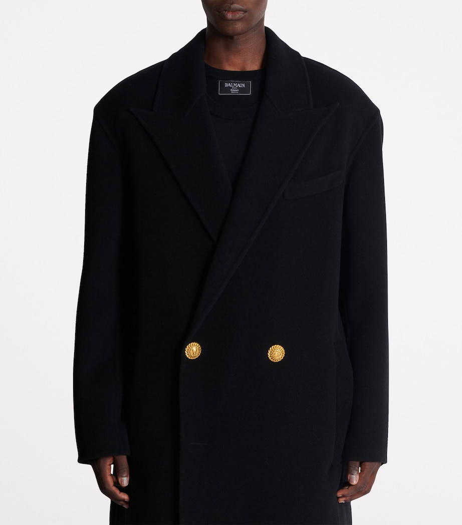 Wool-Cashmere Double-Breasted Overcoat 0PA NOIR Image 4