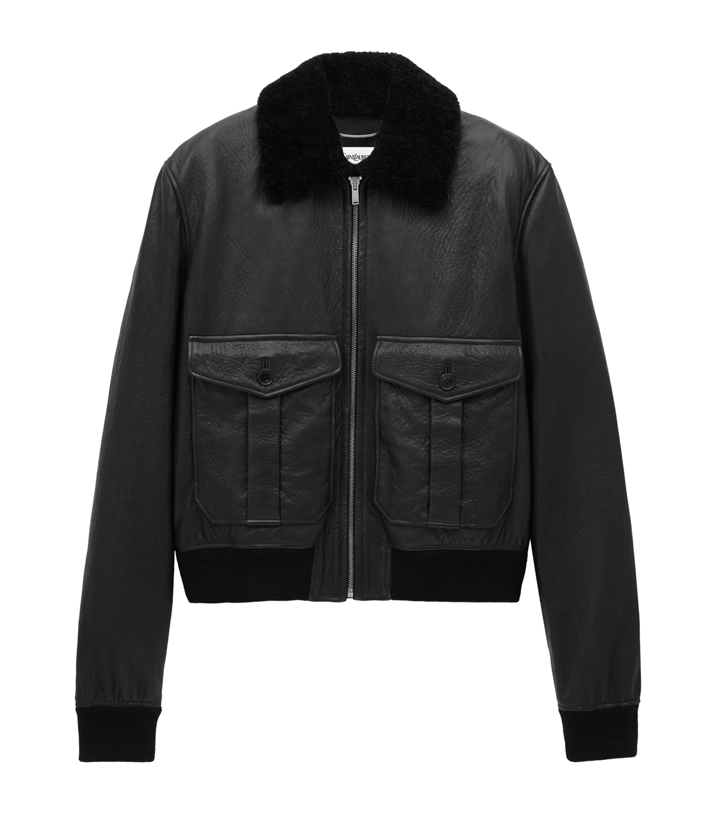 Shearling-Collar Leather Jacket 1000 Image 1