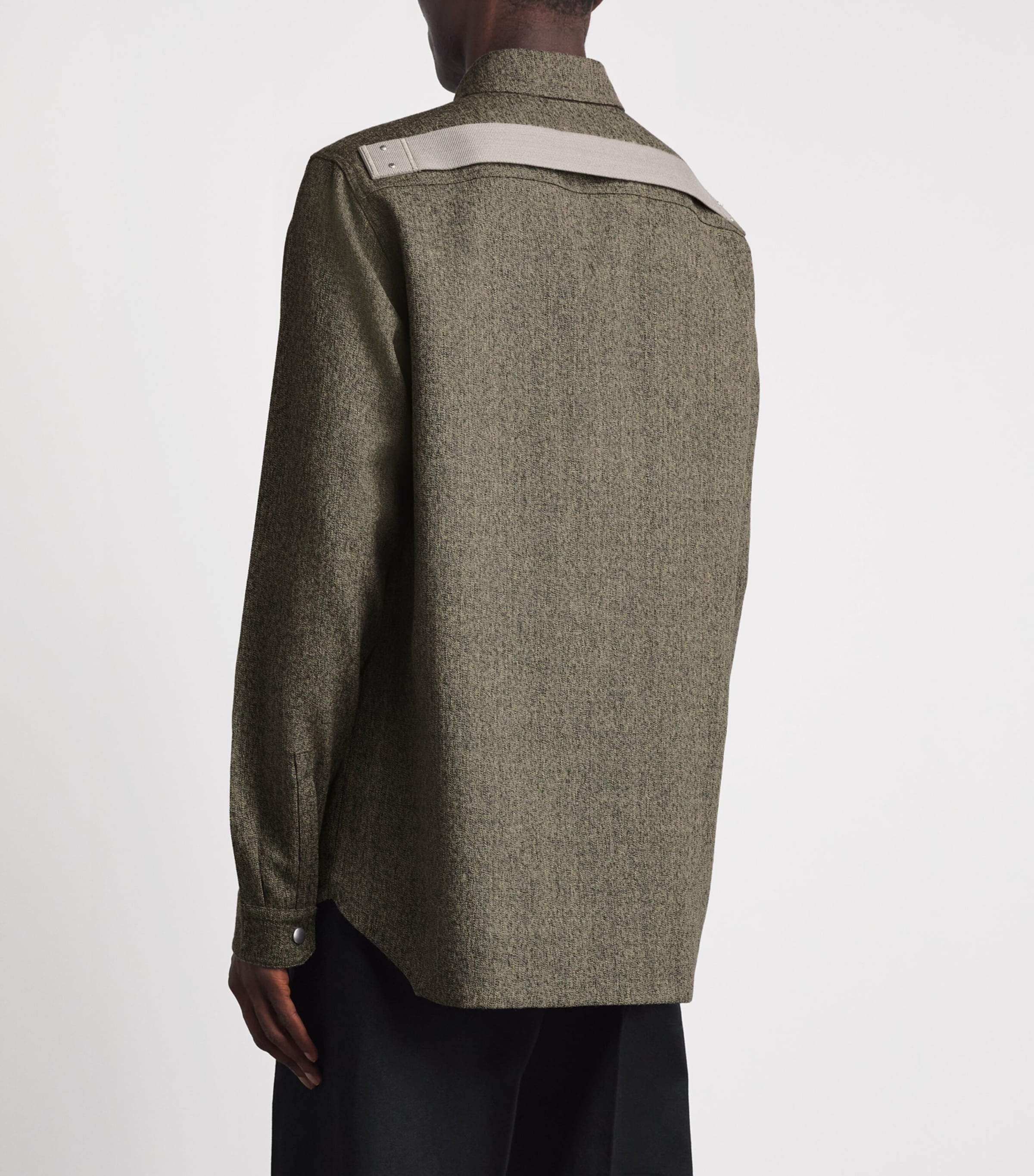 Rick Owens Mens Wool Overshirt Black Melange Image 5