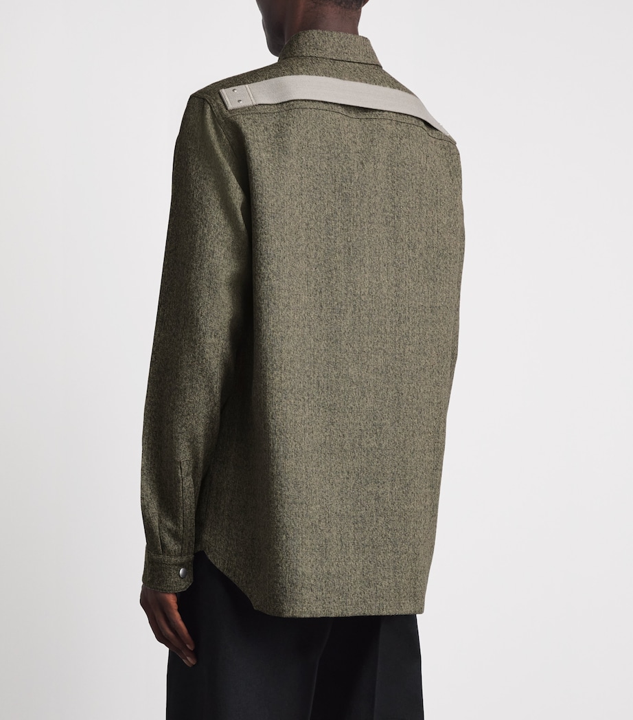 Rick Owens Mens Wool Overshirt Black Melange Image 5