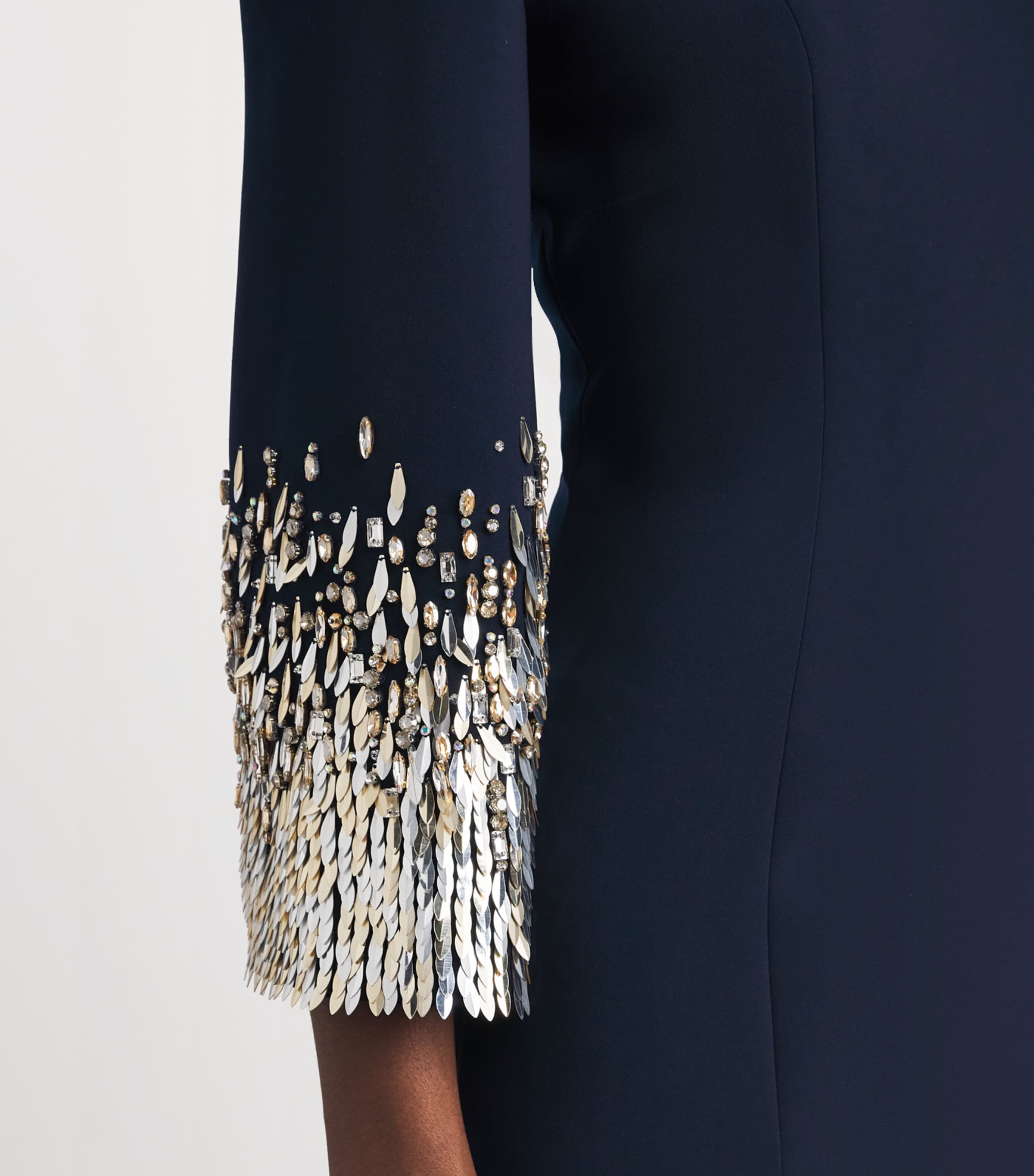 Jenny Packham Womens Embellished-Cuff Anita Maxi Dress Ink Image 5