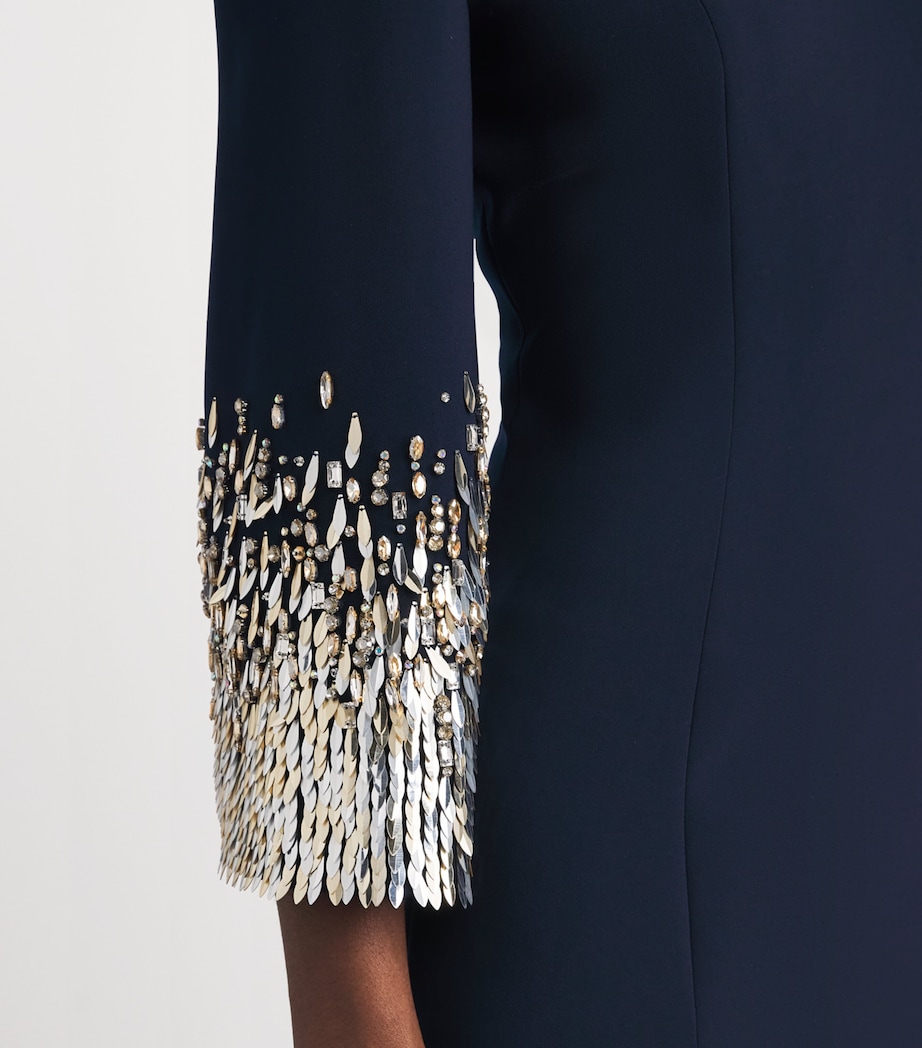Jenny Packham Womens Embellished-Cuff Anita Maxi Dress Ink Image 5