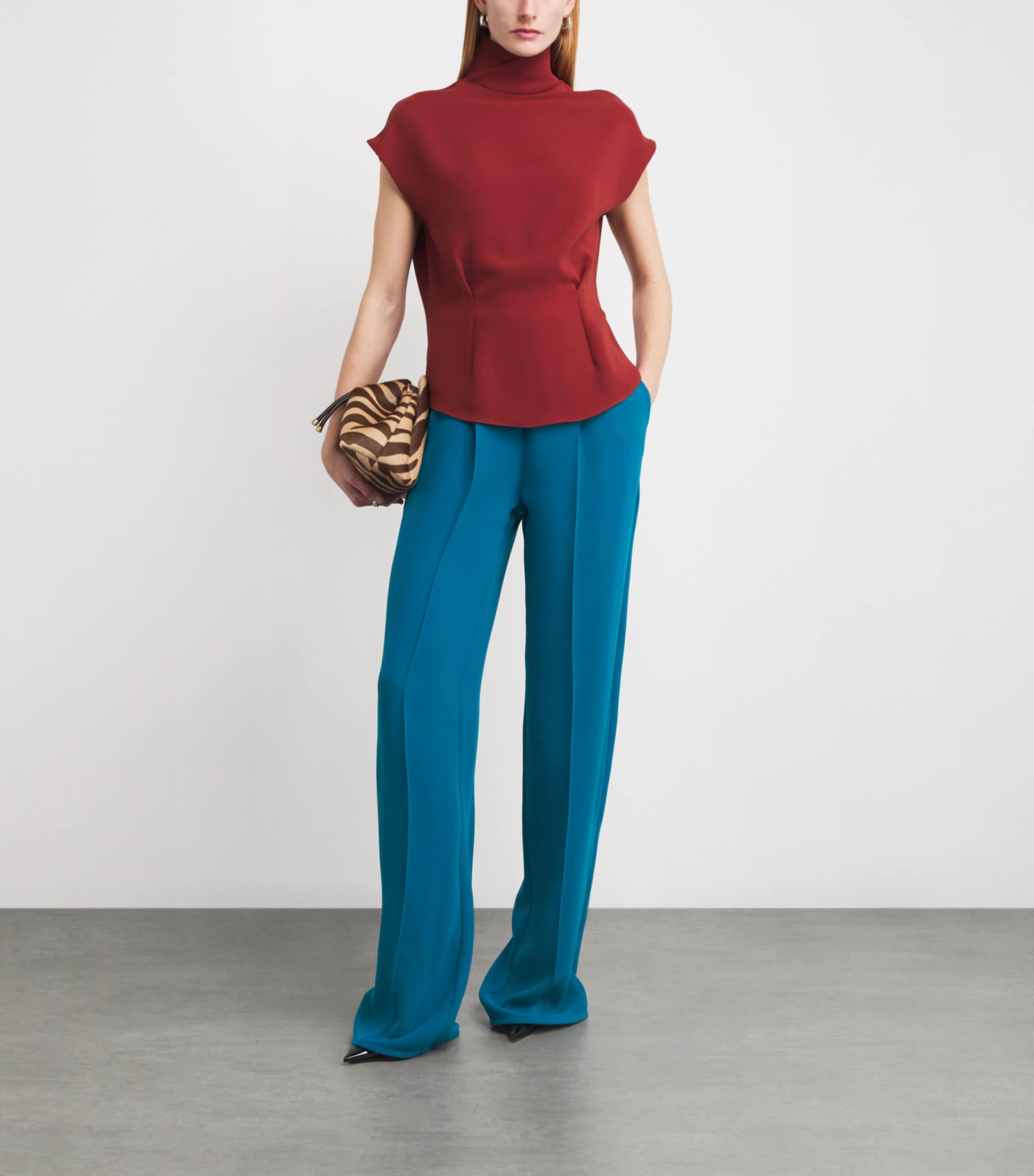 Pleated Lowell High-Rise Trousers LAGUNA BLUE Image 2