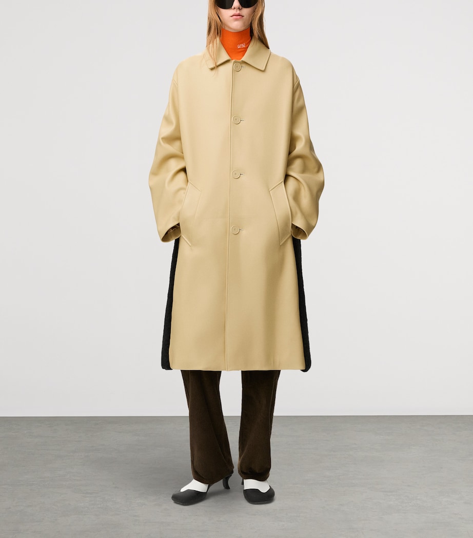 LOEWE Womens Nappa Lambskin Shearling-Trim Coat Light Yellow Image 2
