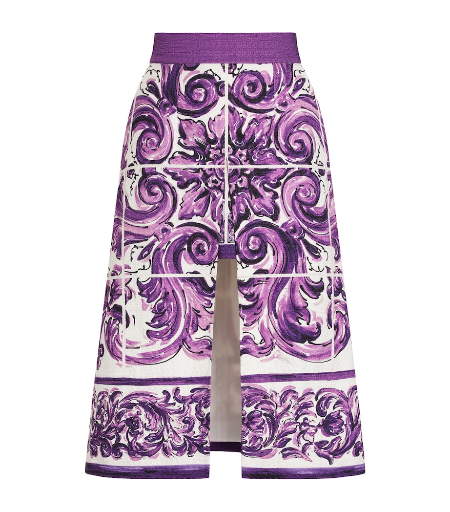 Cotton-Blend Majolica Print Midi Skirt HP5DQ-MIX MAIOLICA L Image 1