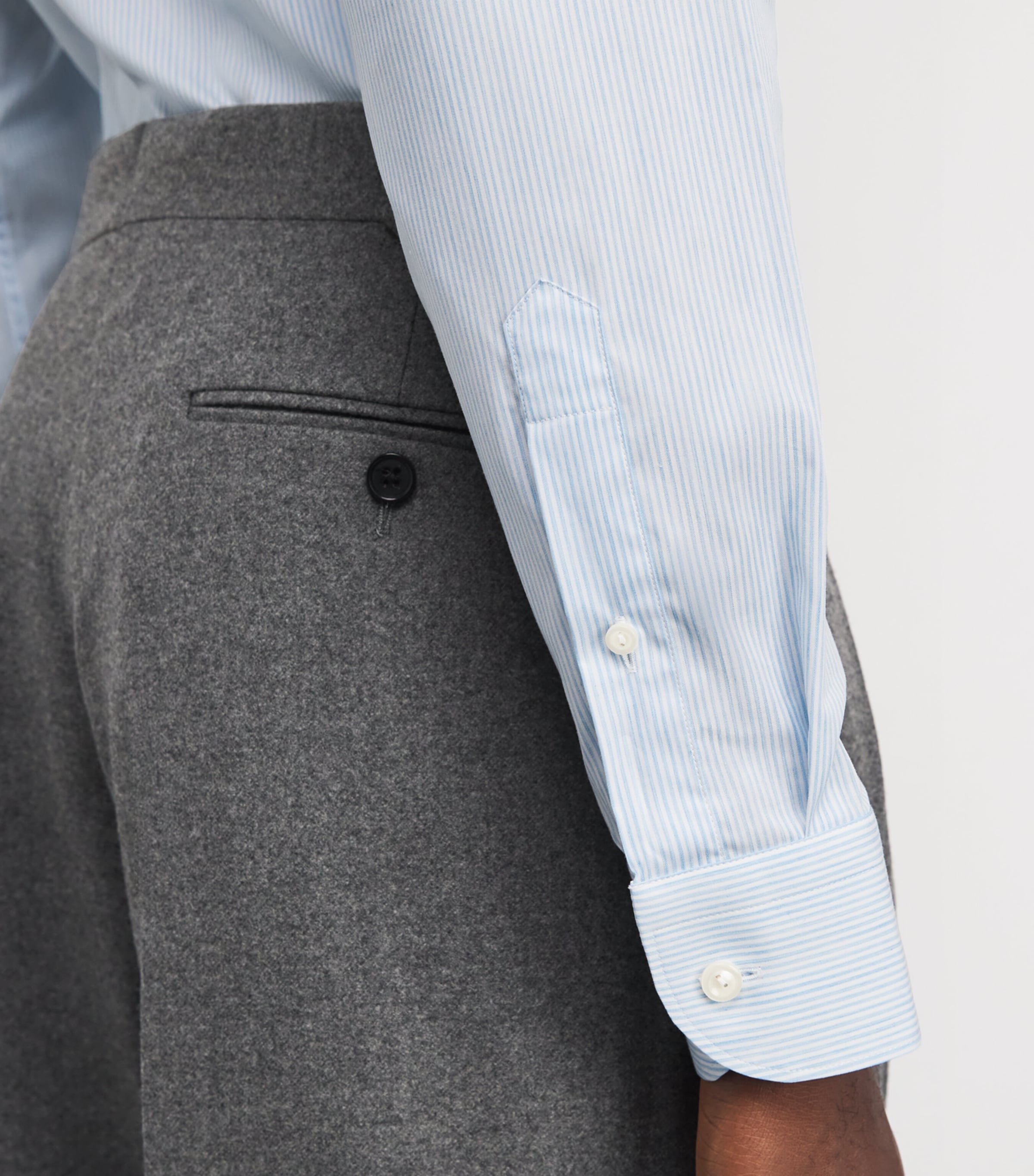 Cotton Twill Melange Stripe Shirt 23LIGHT GREY Image 6