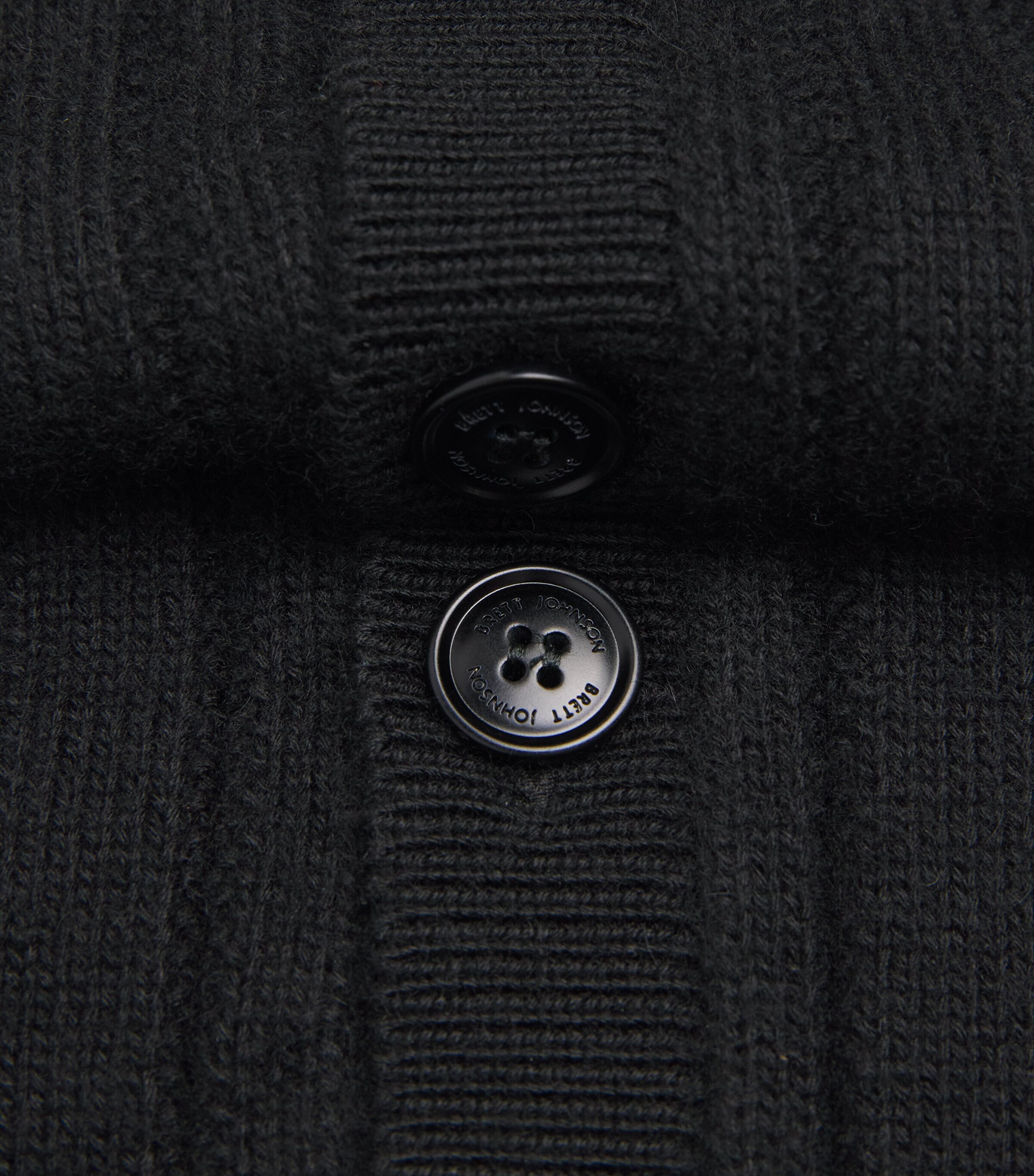 Brett Johnson Mens Cashmere-Silk Ribbed Cardigan Noir Image 6