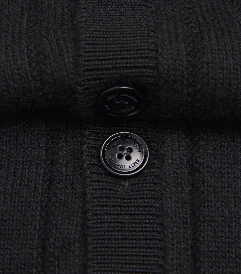Brett Johnson Mens Cashmere-Silk Ribbed Cardigan Noir Image 6