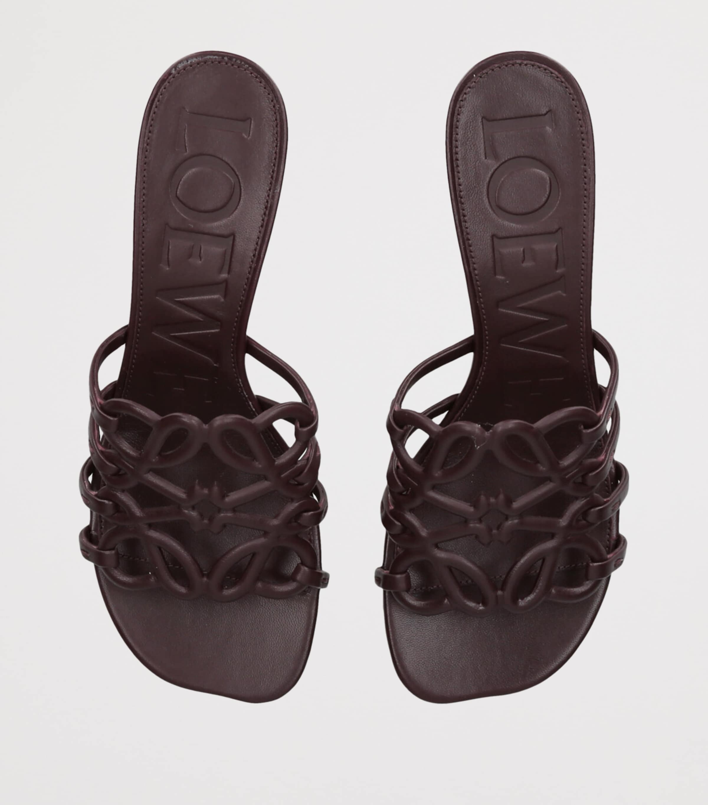 LOEWE Leather Petal Anagram Mules 45 Wine Image 4