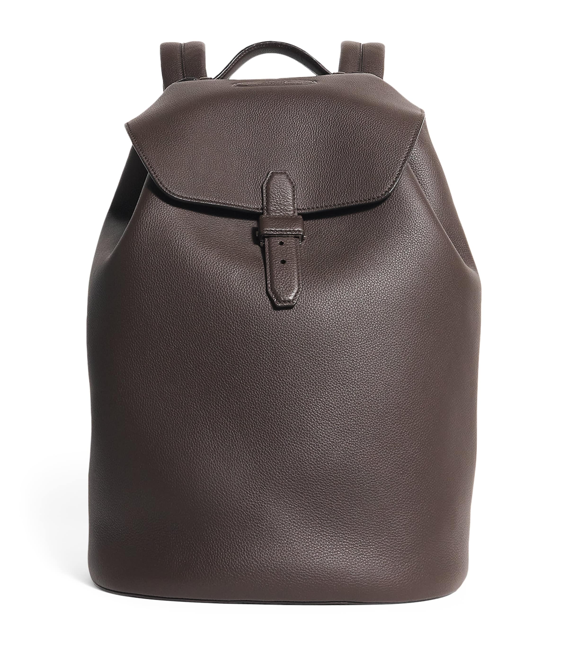Brioni Grained Leather Backpack In Brown
