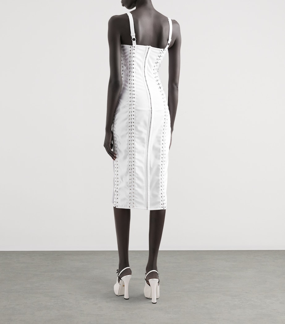 Dolce&Gabbana Womens Satin Corset-Detail Midi Dress Optical White Image 6