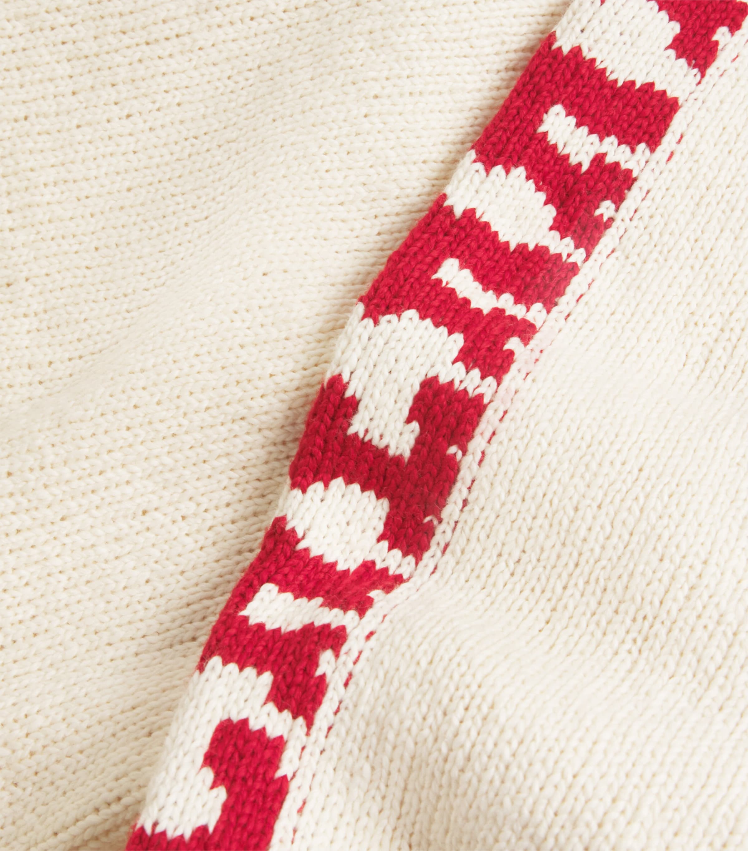Cotton Intarsia Logo Sweater CREAM W/ RED Image 5