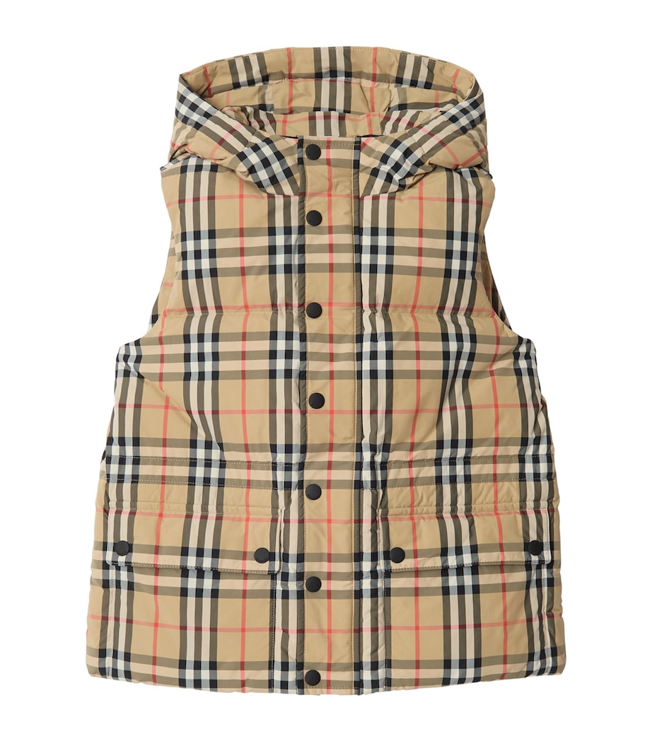 Burberry Kids Down Puffer Gilet (3-12 Years) Sand Ip Check Image 1