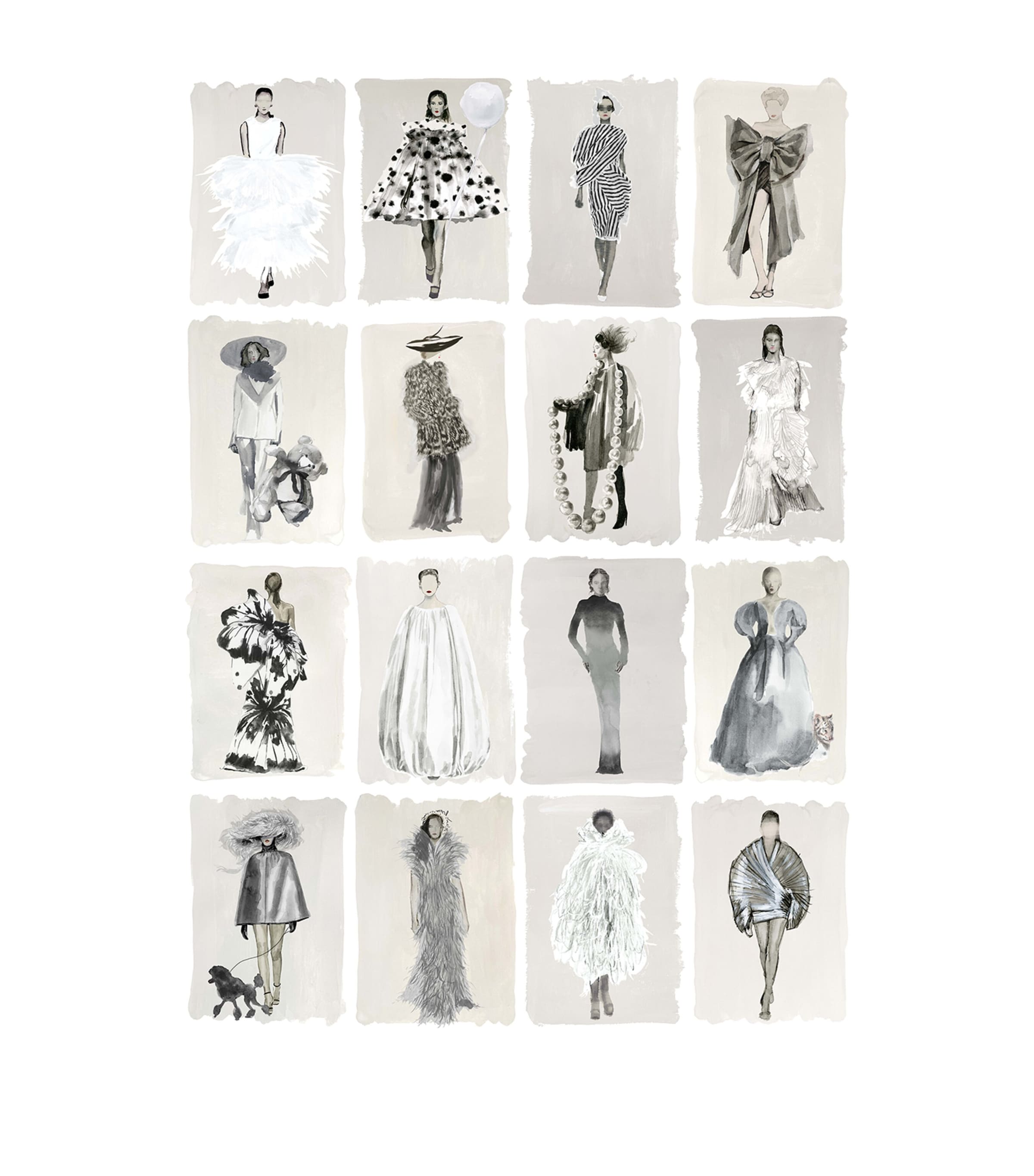 x Harrods Interior Design 175 Anniversary Edition Couture Carousel Wallpaper - Monochrome Pearl MONOCHROME PEARL Image 1