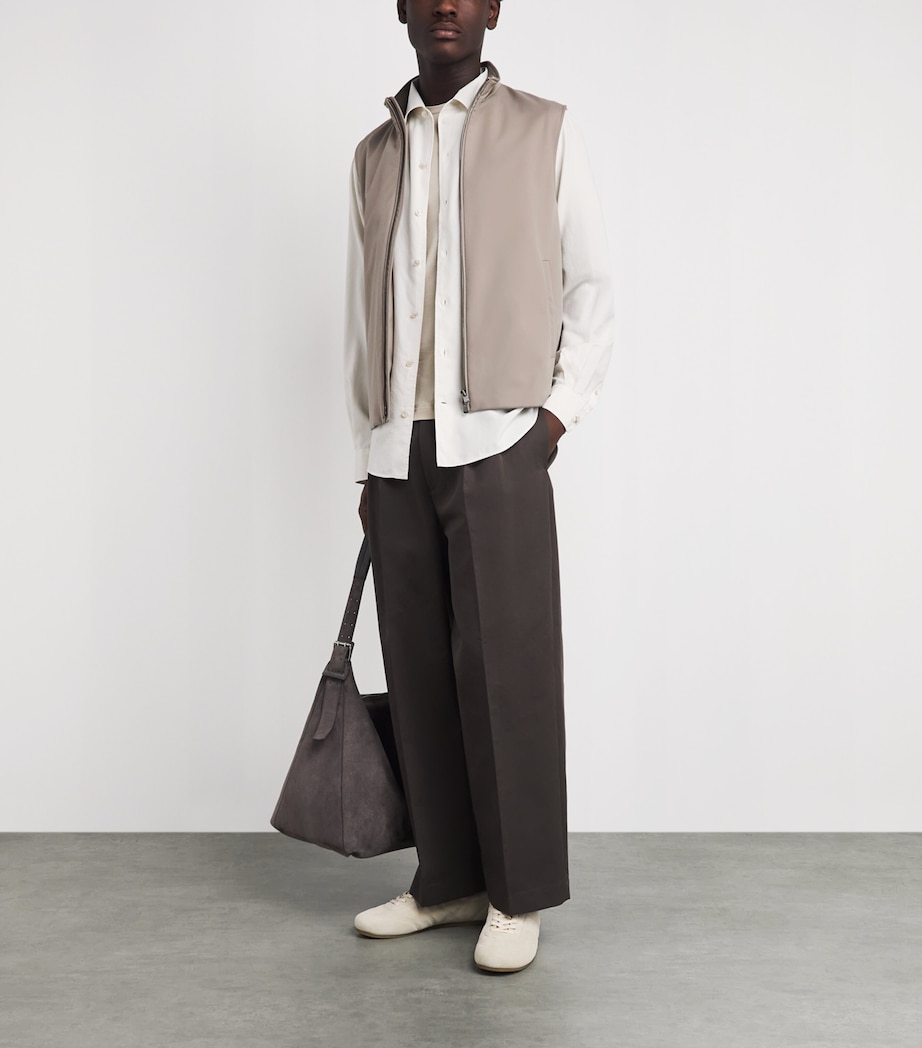 Agnona Mens Technical Fabric Gilet Warm Grey Grey Image 2