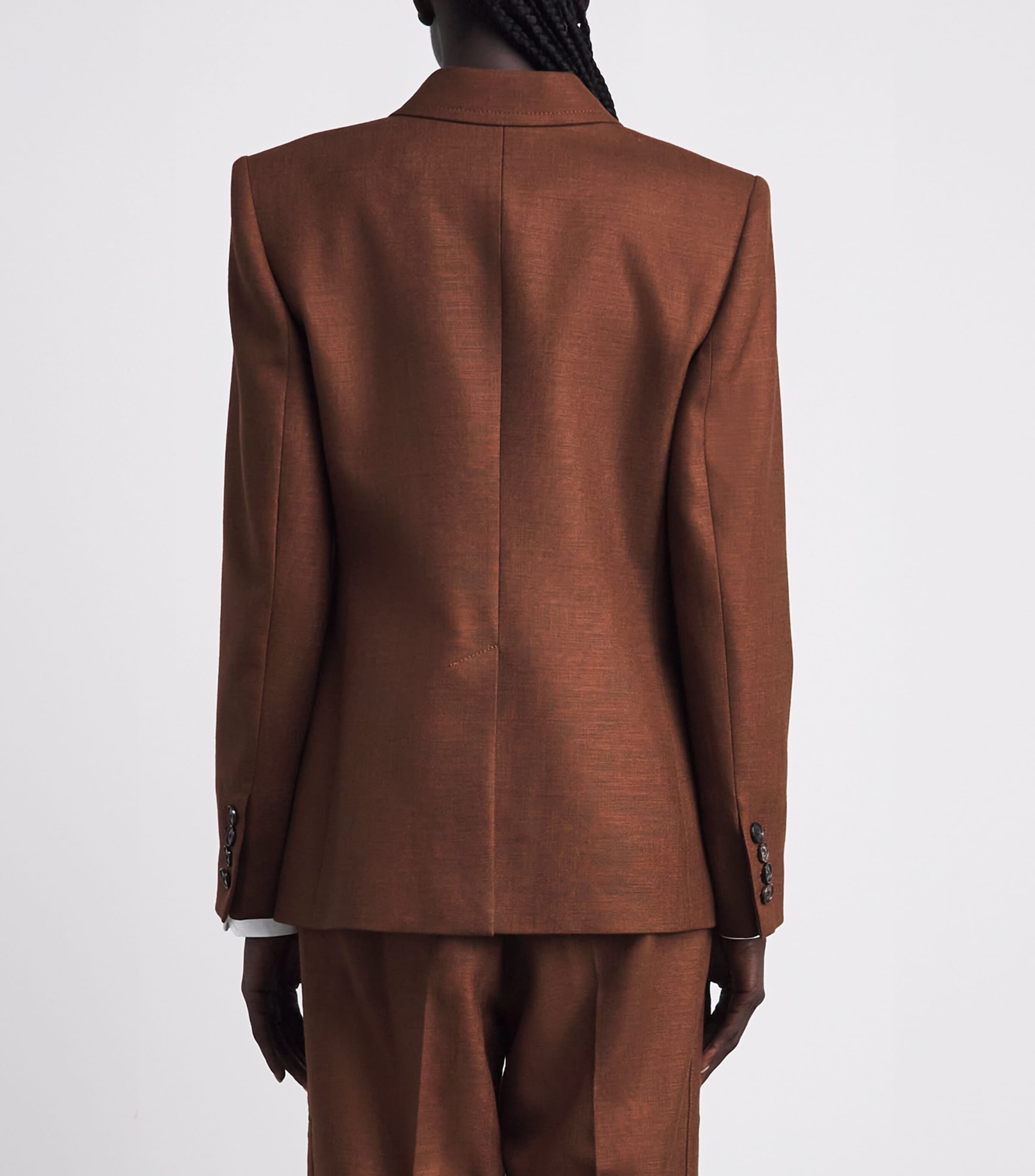 ME+EM Womens Wool-Blend Sharp Contour Blazer Pecan Brown Image 5