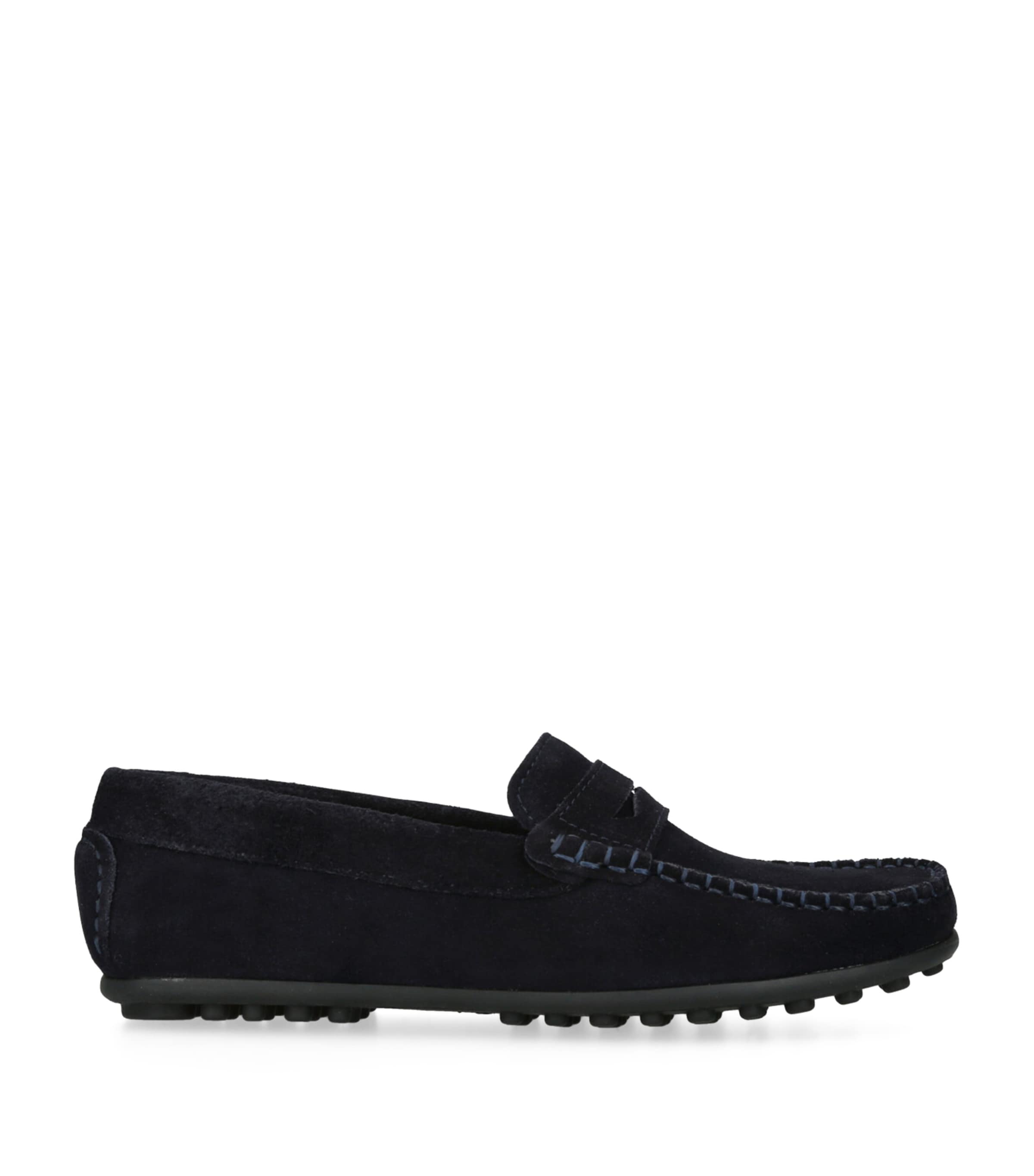 Papouelli Suede Felix Loafers In Navy